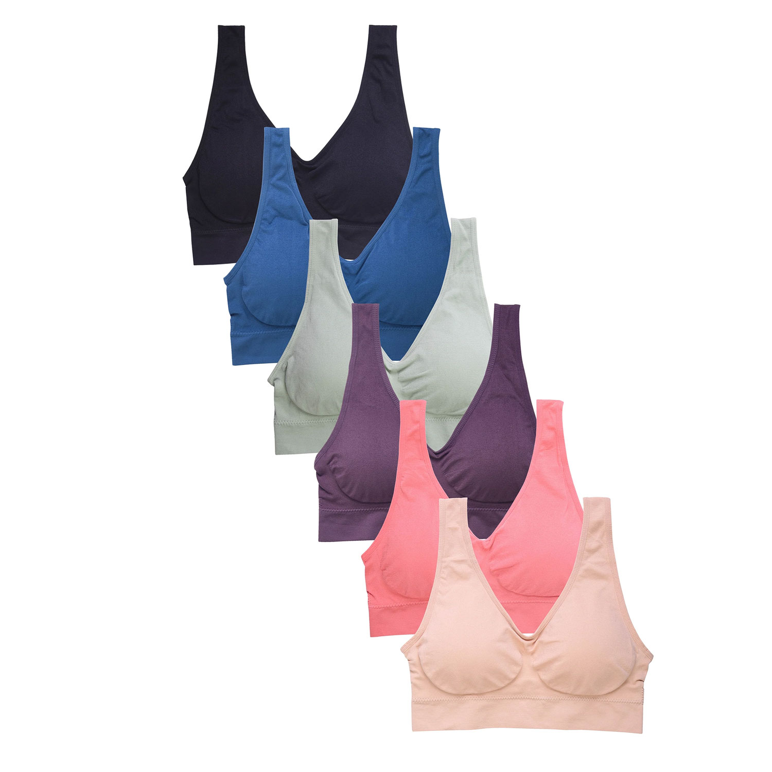 Sofra Ladies Seamless Sports  Bra Pack Of 6