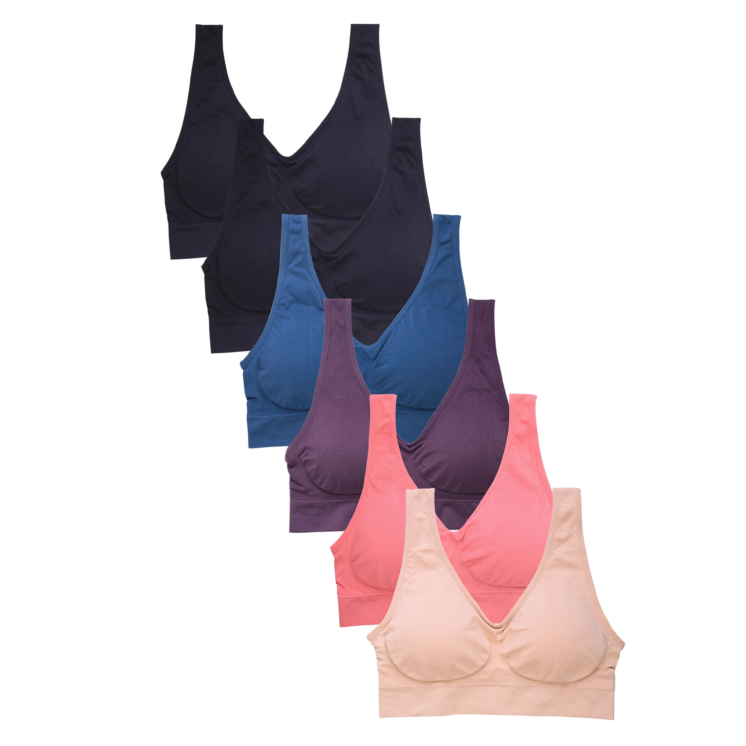 Sofra Ladies Seamless Sports  Bra Pack Of 6