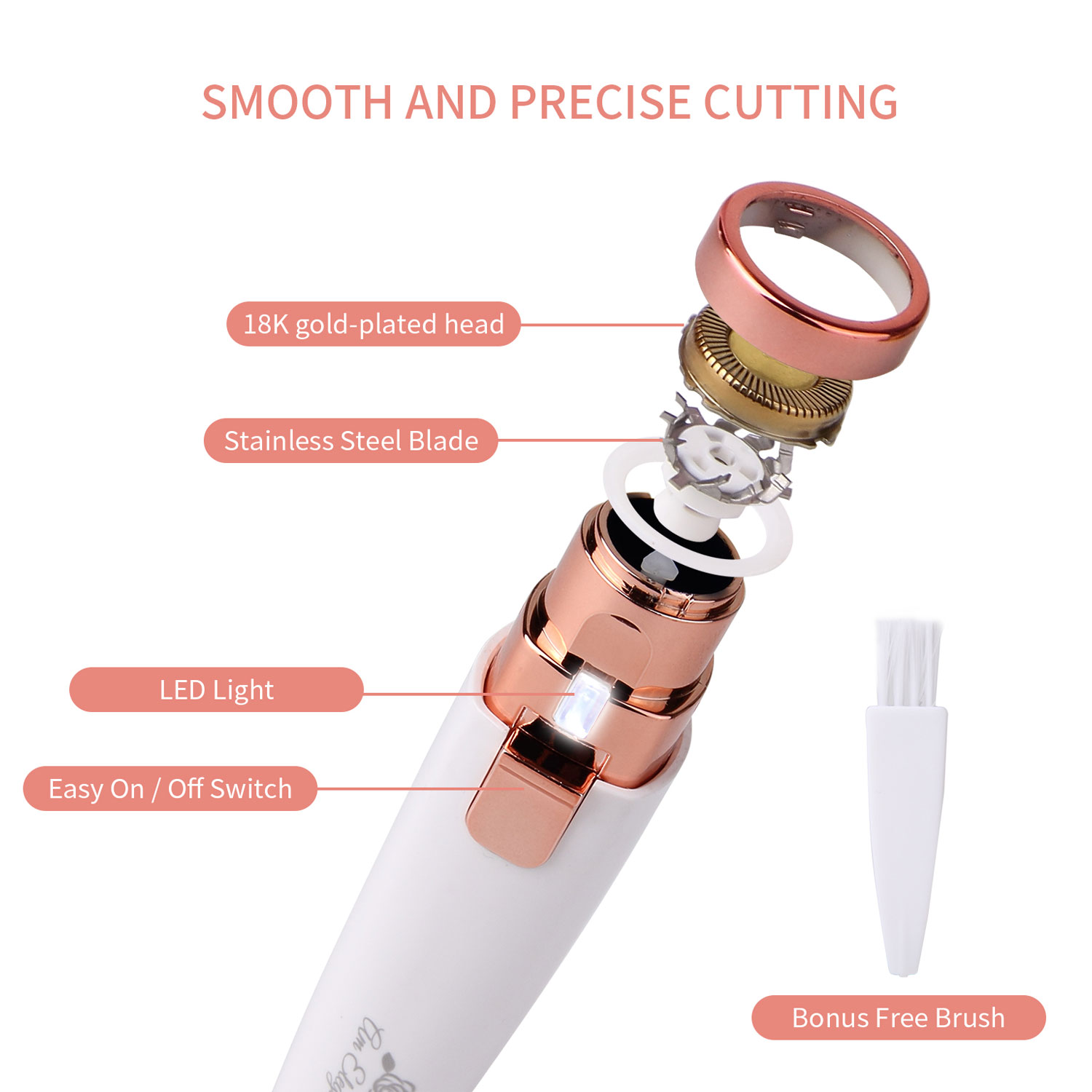 Portable Rechargeable Painless Hair Remover For Women - Eyebrow Trimmer