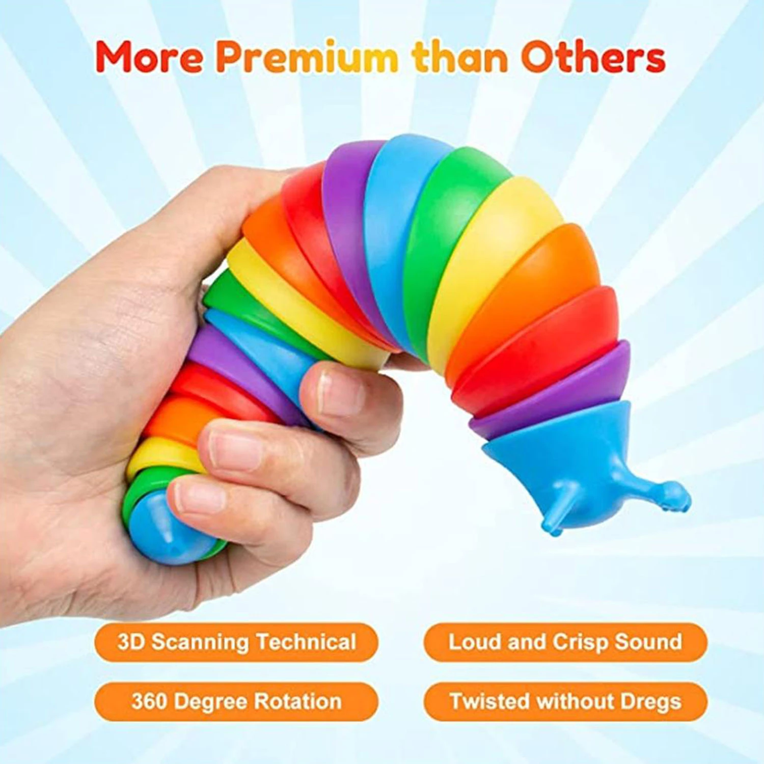 Assorted Multipack Rainbow Fidget Caterpillar Slug 3D Printed Toy