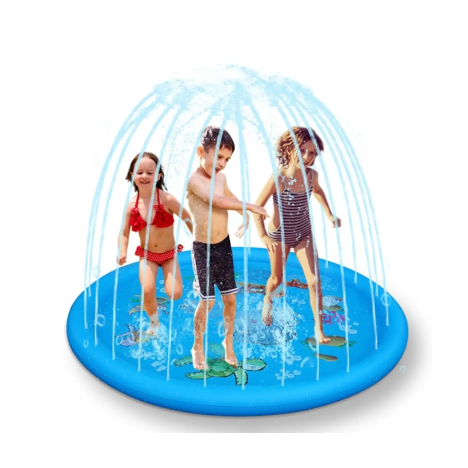 Sprinkler And Splash Pad For Kids 68In Inflatable Blow Up Pool Mat Summer Outdoor Water Toys