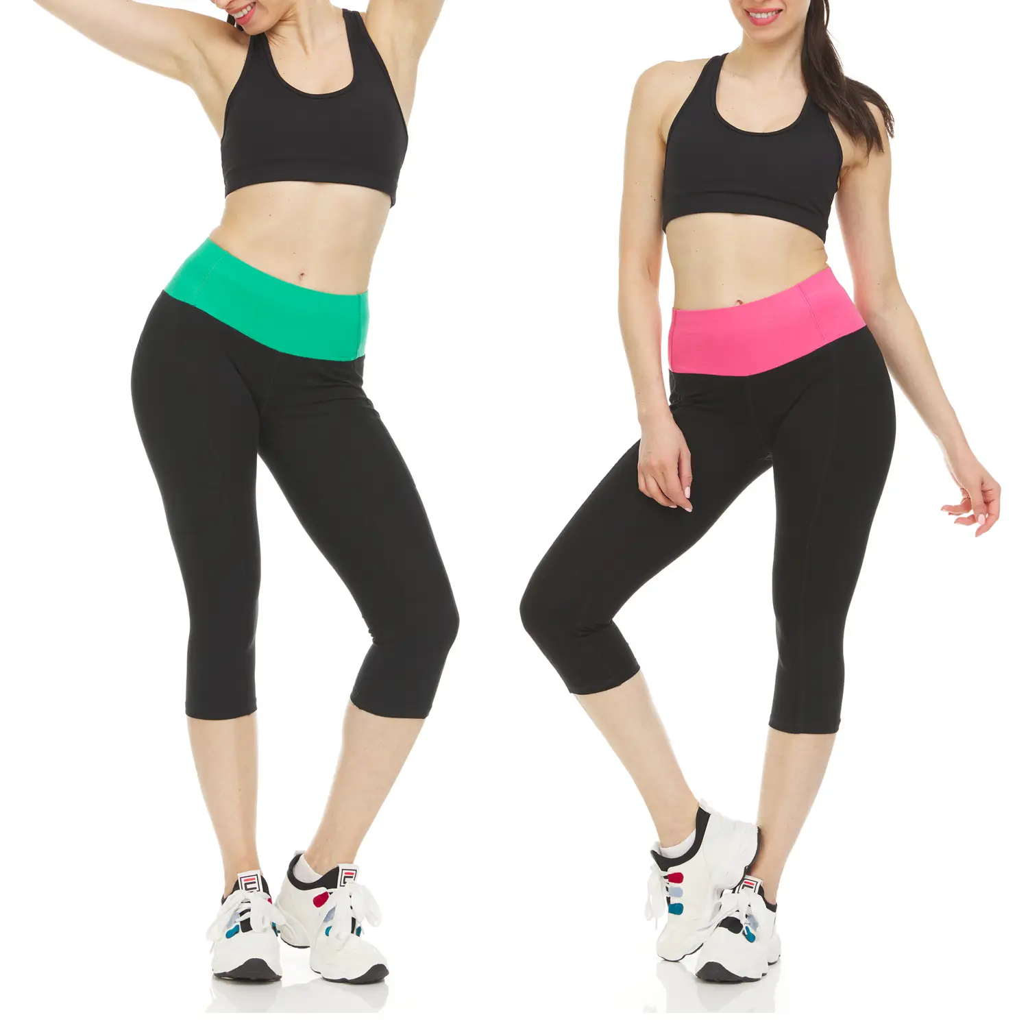 Women's Active Performance Yoga Stretch Capri Leggings Available in multi pack