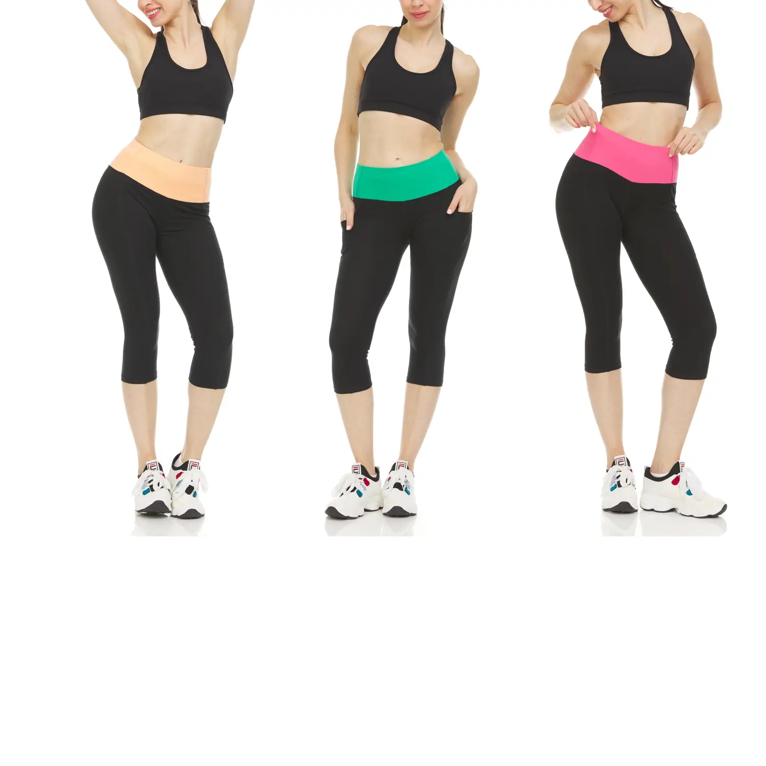 Women's Active Performance Yoga Stretch Capri Leggings Available in multi pack