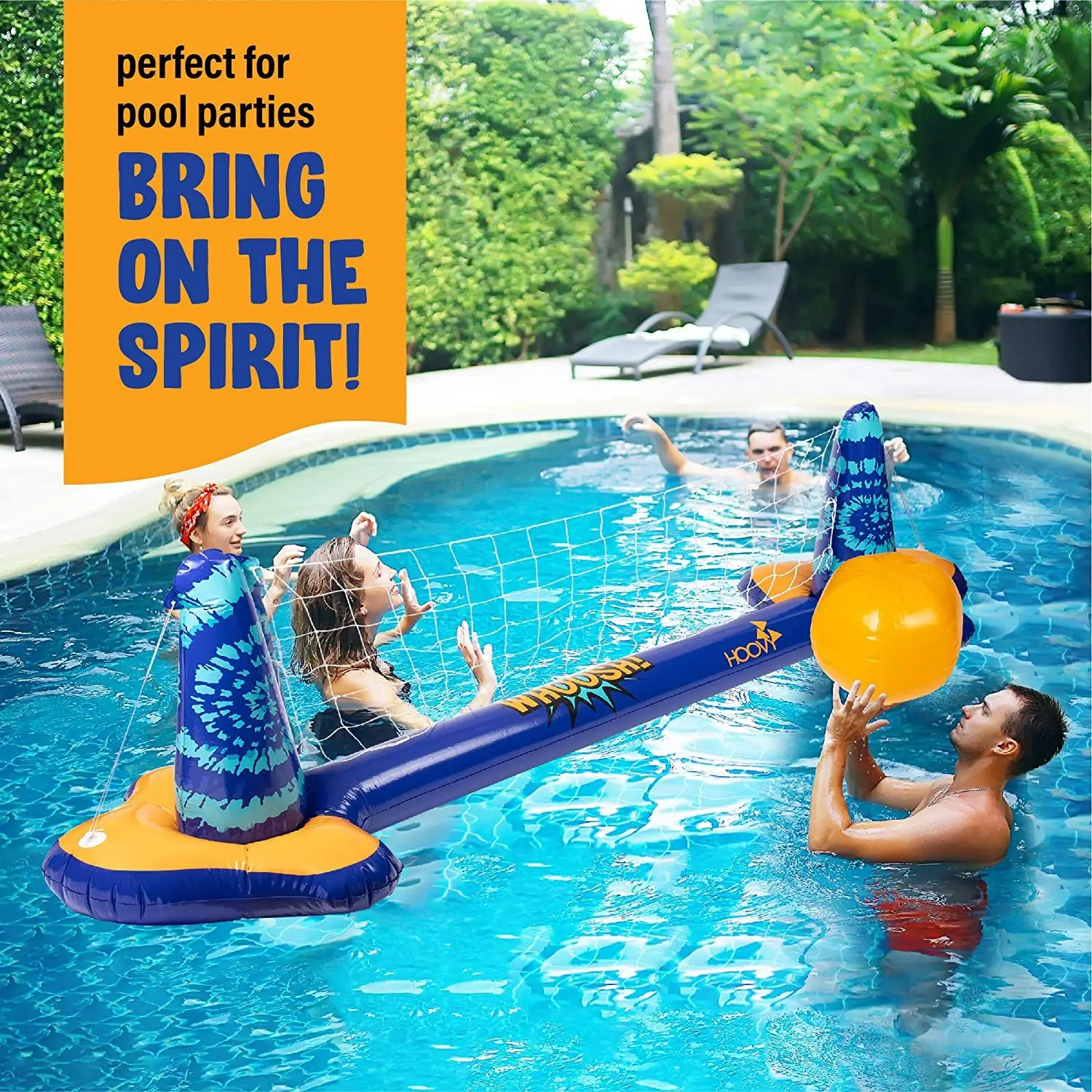 Inflatable Pool Float Volleyball Net And Basketball Hoop