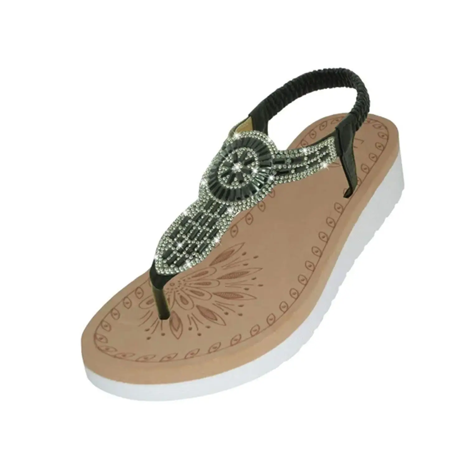 Women's Comfy Sandals Super Soft Rhinestone Slingback Sandals