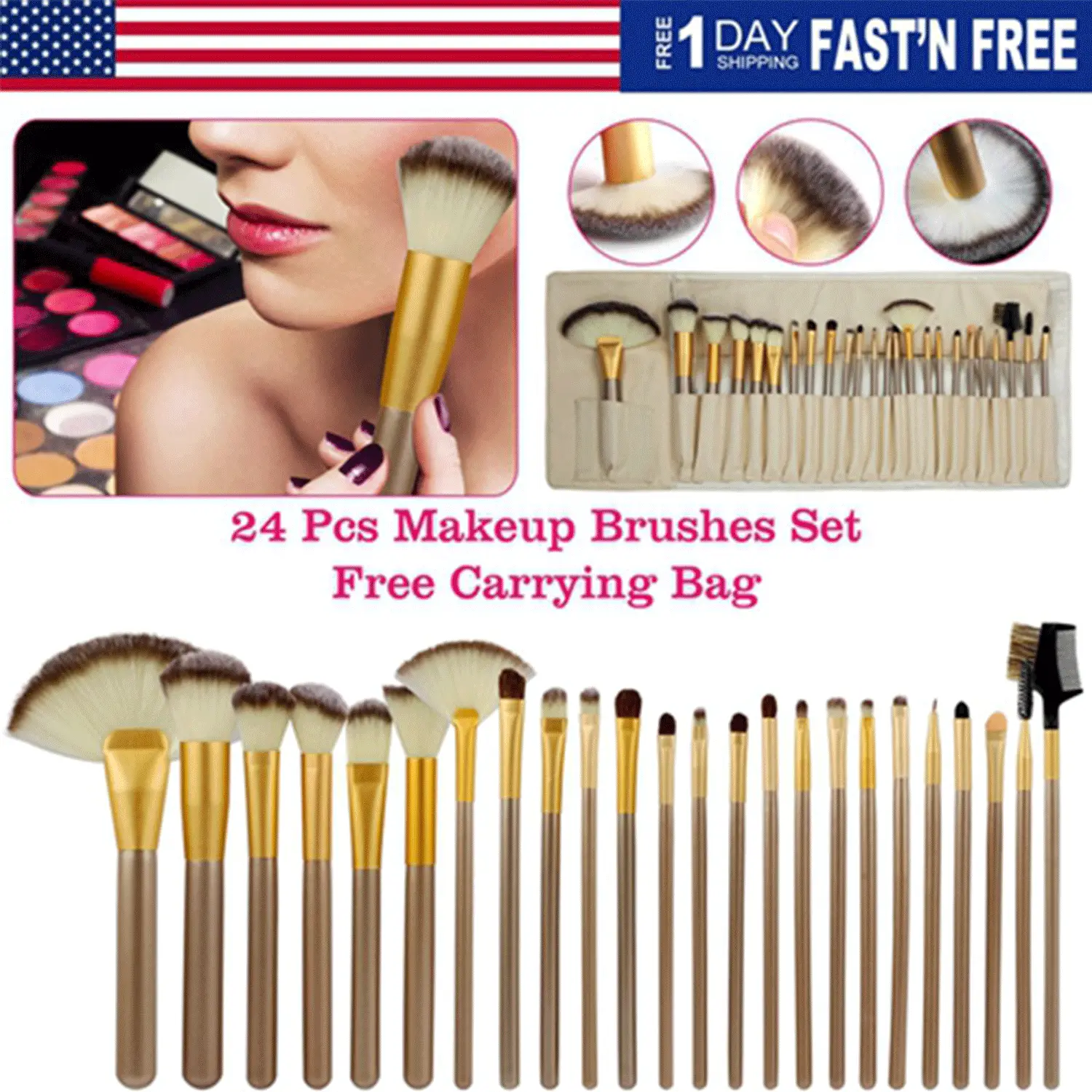 24-Piece Makeup Brushes Set