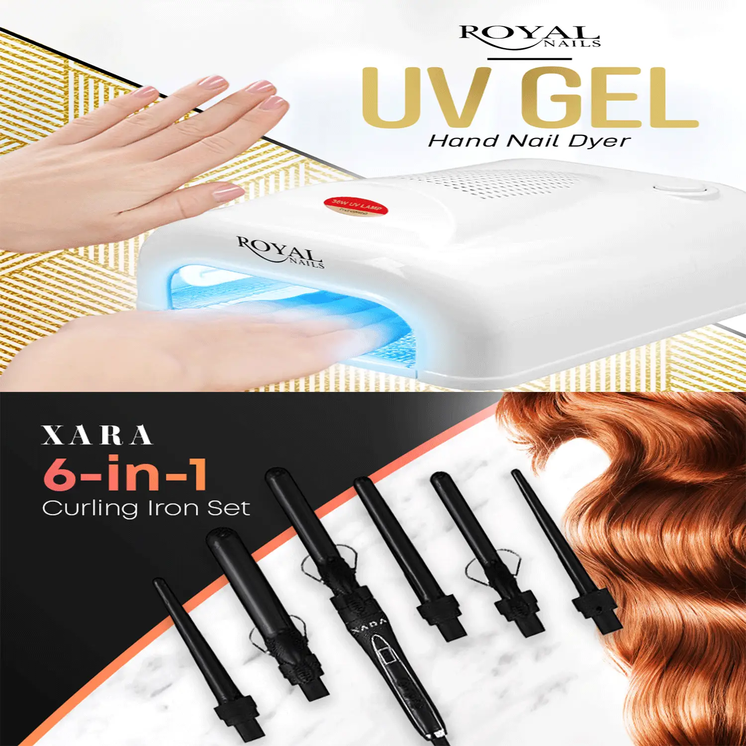 Gel UV Light Nail Dryer and Professional Curling Iron Set