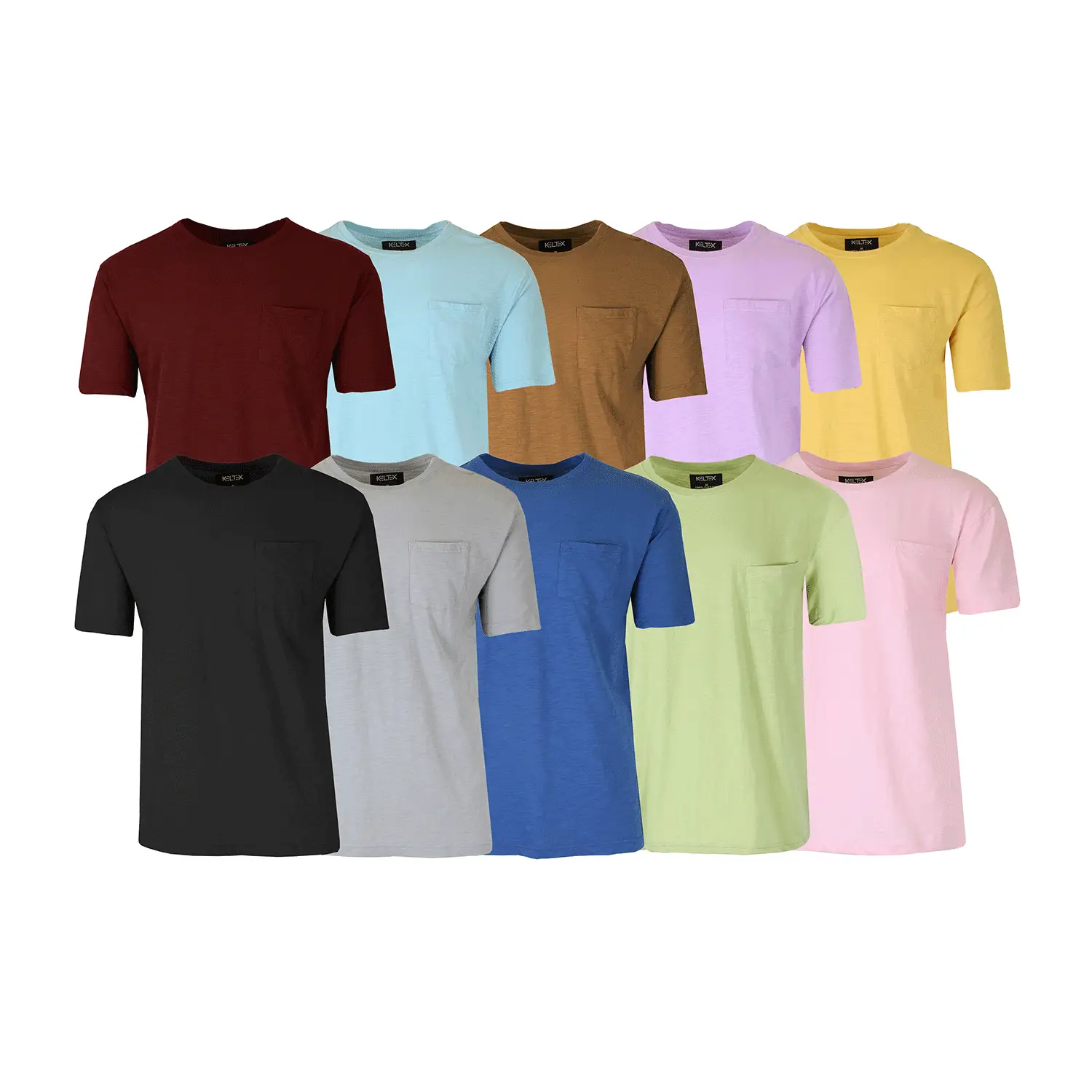 Men's 5-Pack Assorted Short Sleeve Cotton Crew Neck Tee with Chest Pocket
