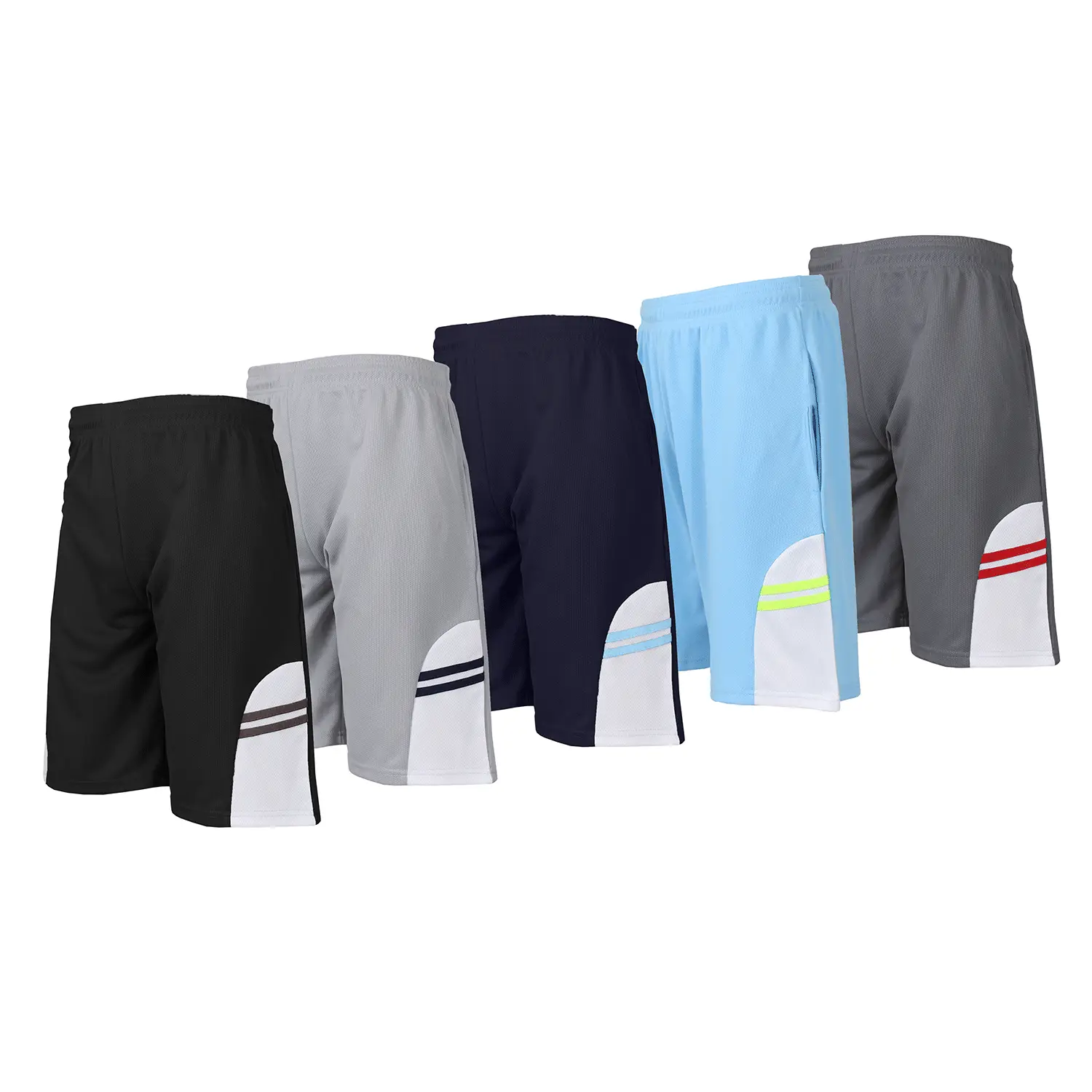 Men's 5-Pack Moisture Wicking Mesh Shorts With Side Trim Design
