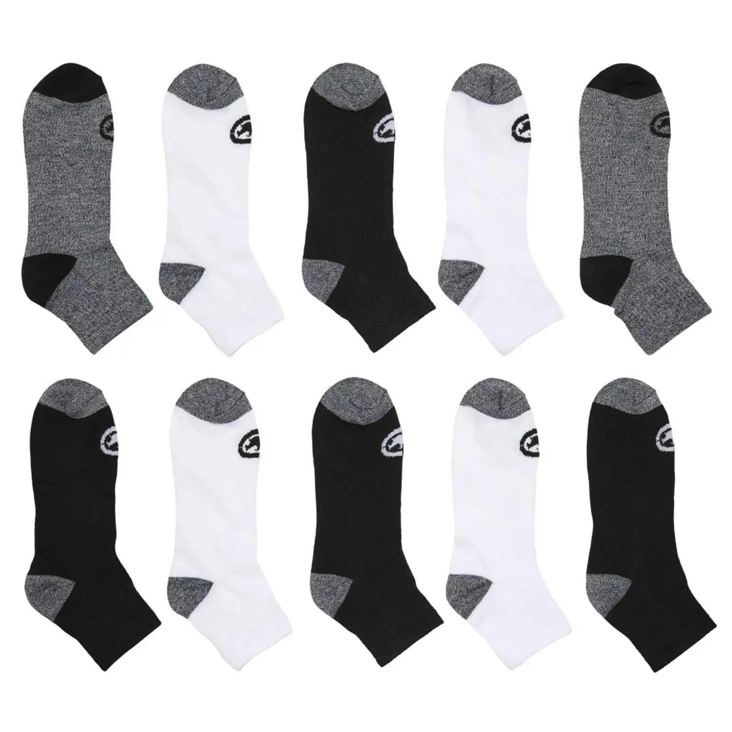 Ecko Unltd. Men's Socks 10 Pack Flat knit Quarter Length