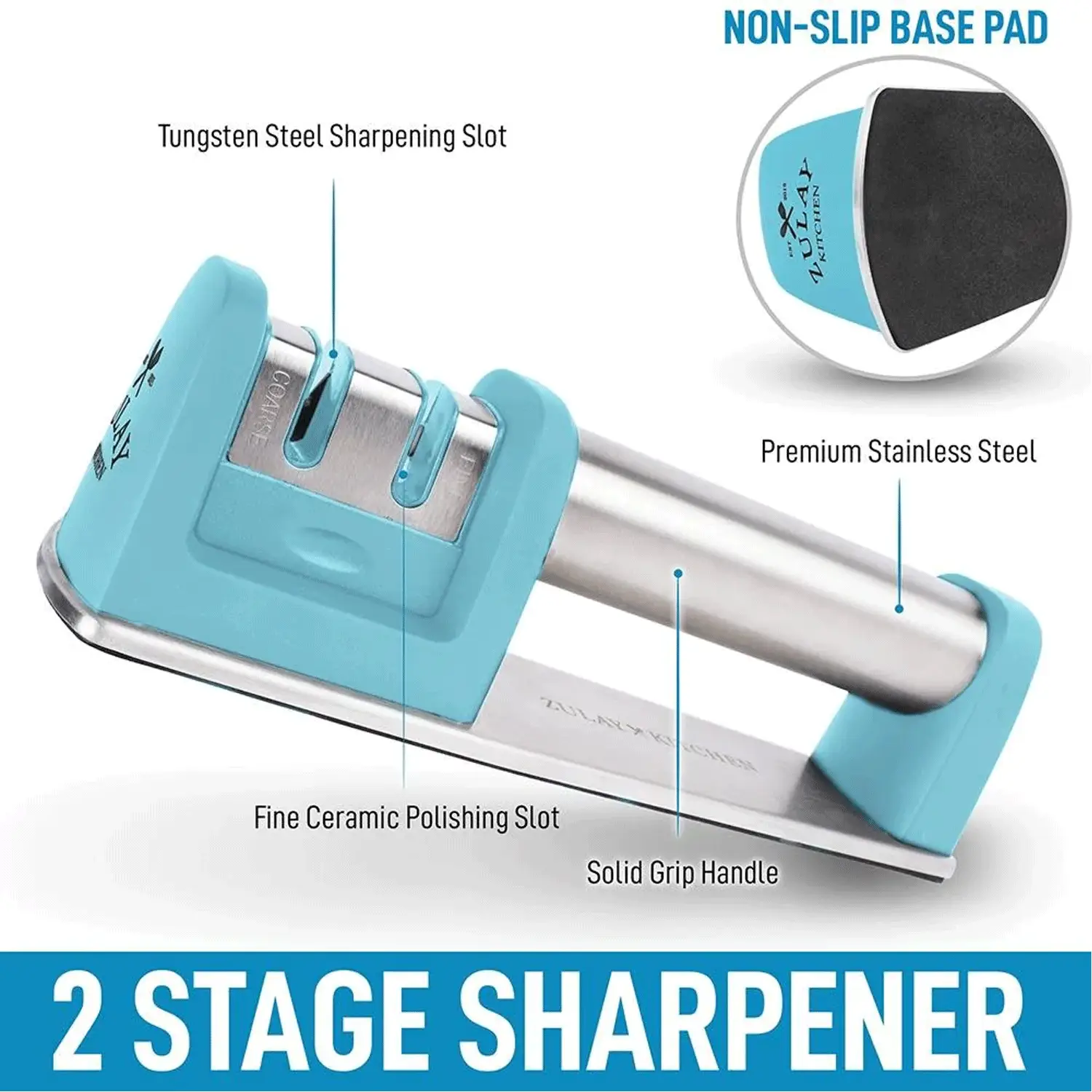 Zulay Kitchen Knife Sharpener (2-Stage Knife Sharpening)