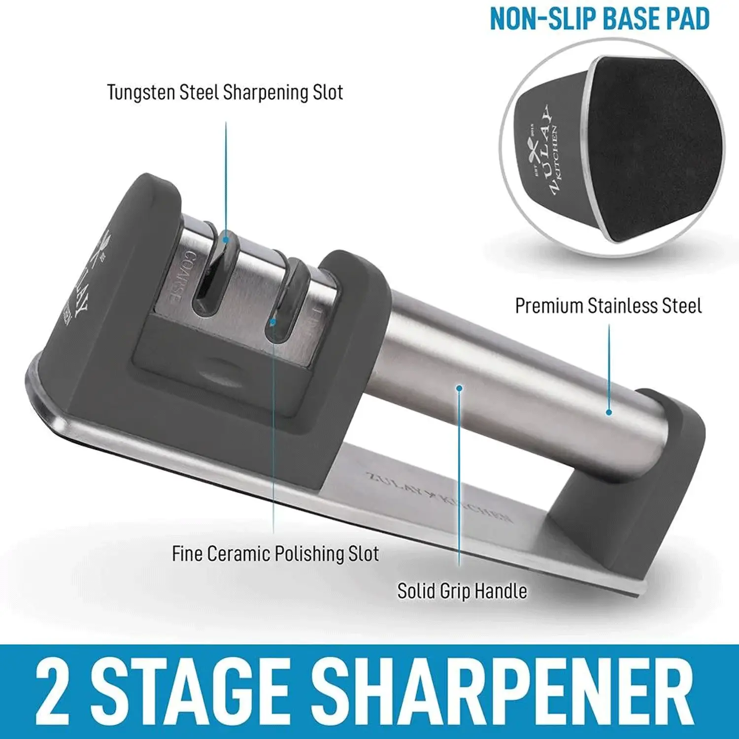 Zulay Kitchen Knife Sharpener (2-Stage Knife Sharpening)