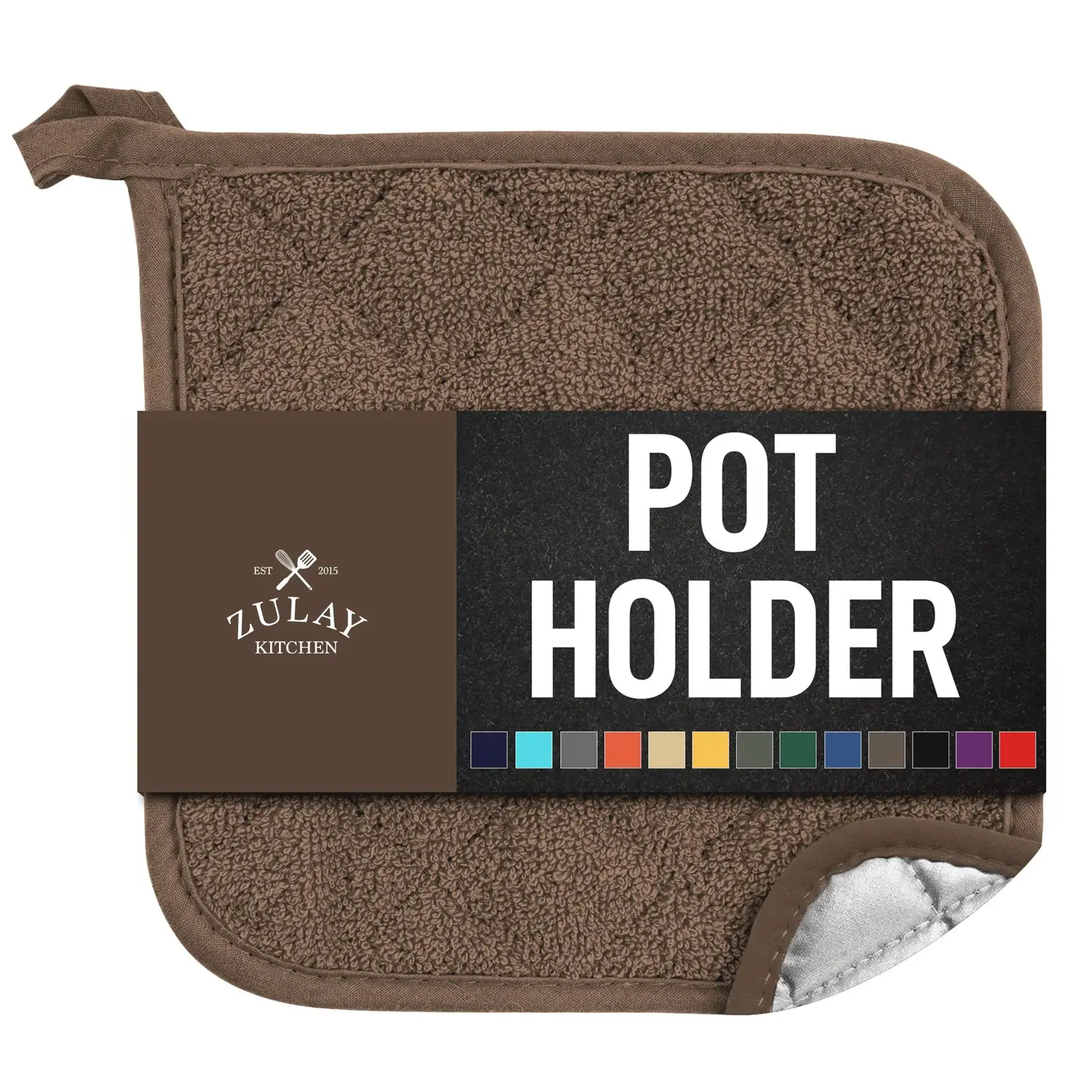 Pot Holder - Single Pack Quilted Terry Cloth Pot holders 7x7 Inch