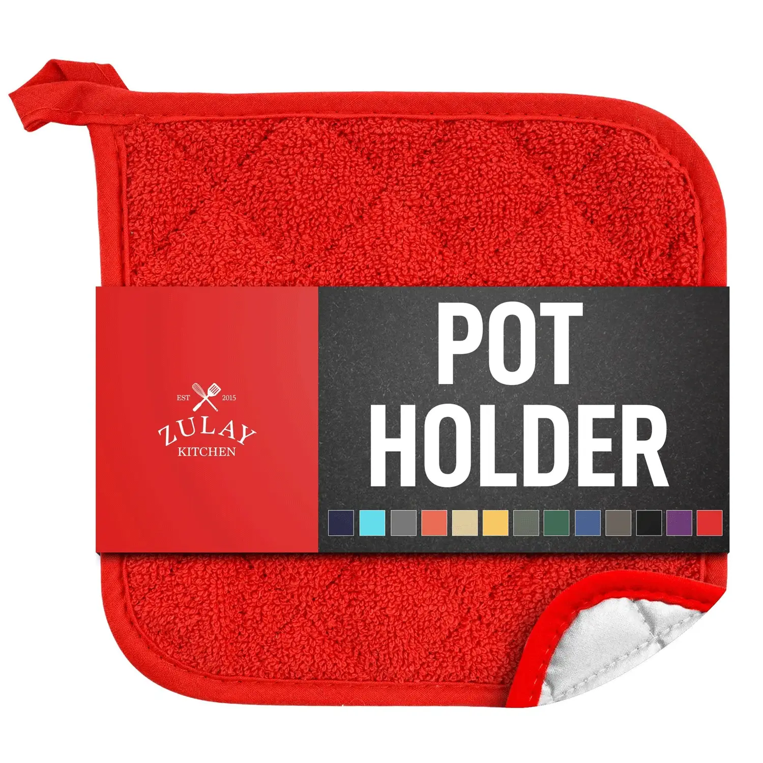 Pot Holder - Single Pack Quilted Terry Cloth Pot holders 7x7 Inch