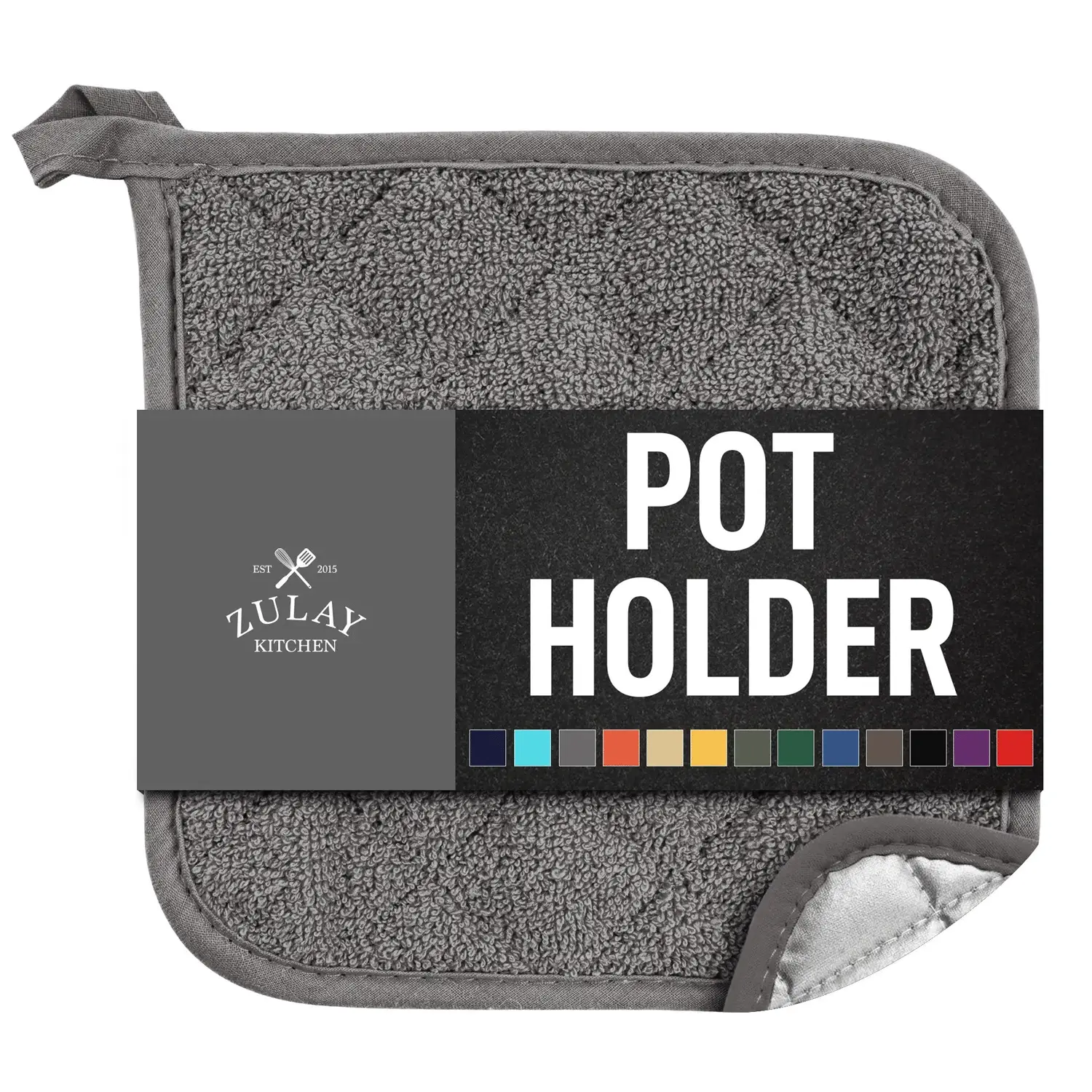 Pot Holder - Single Pack Quilted Terry Cloth Pot holders 7x7 Inch