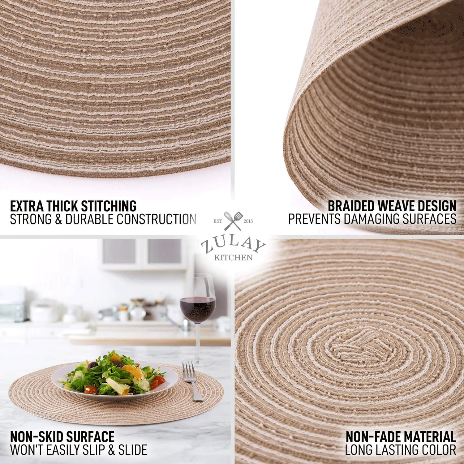 Round Placemats Braided - Set of 6