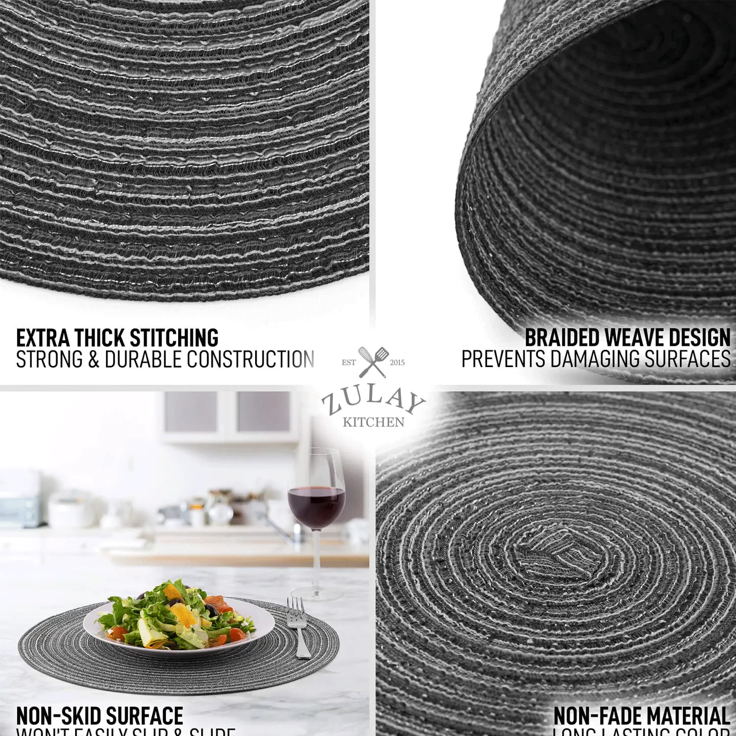 Round Placemats Braided - Set of 6