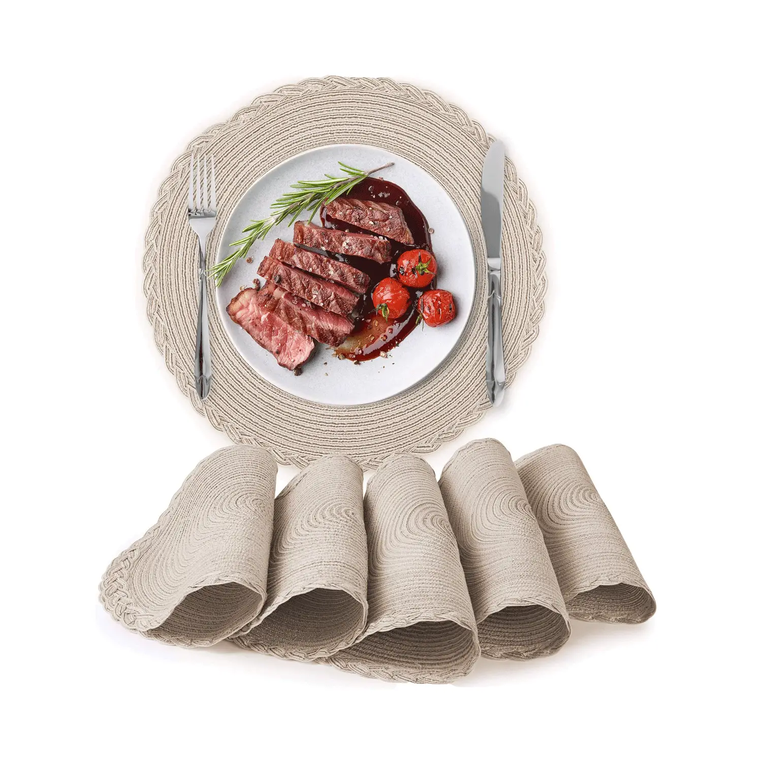 Round Placemats Braided - Set of 6