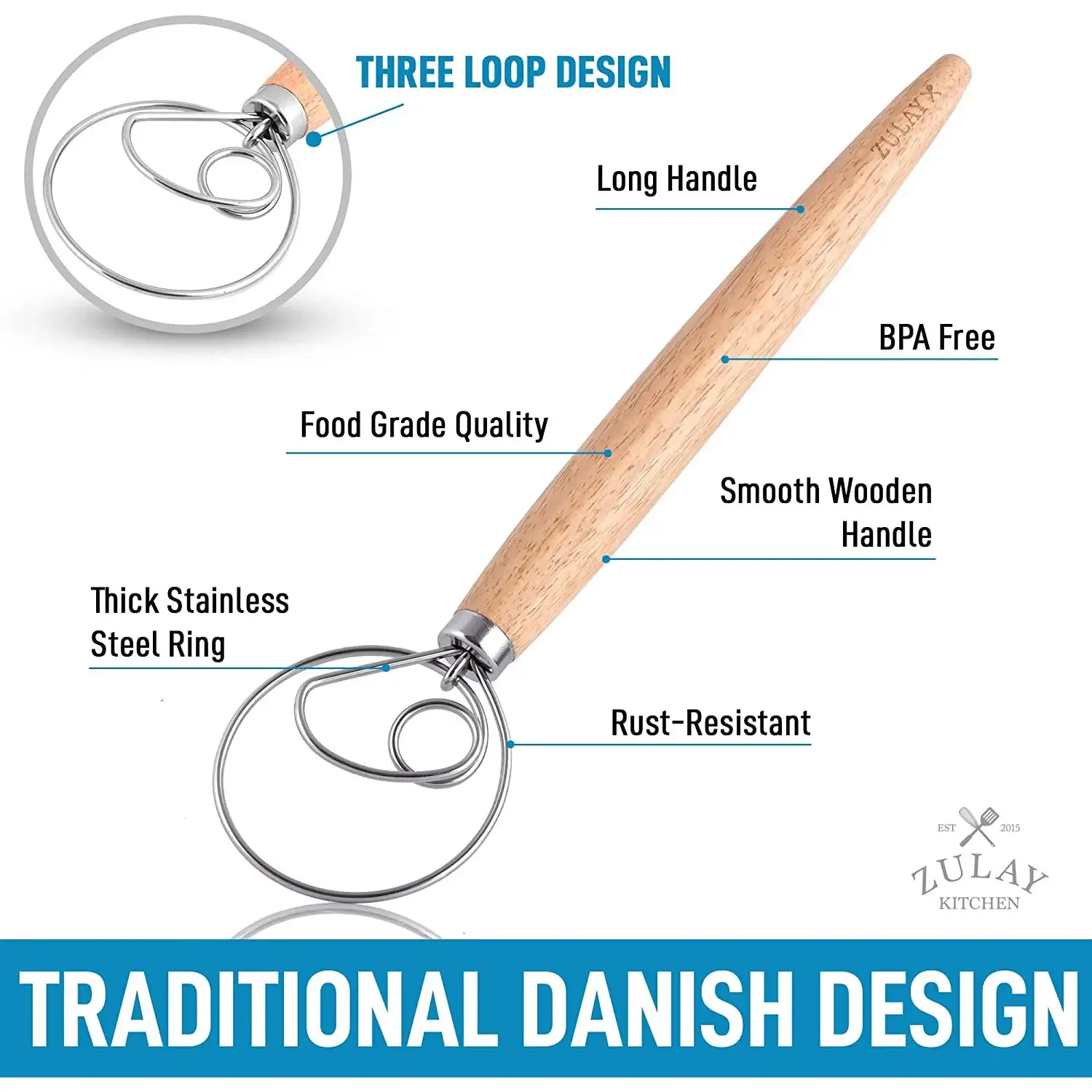 Danish Dough Whisk Large Hand Mixer
