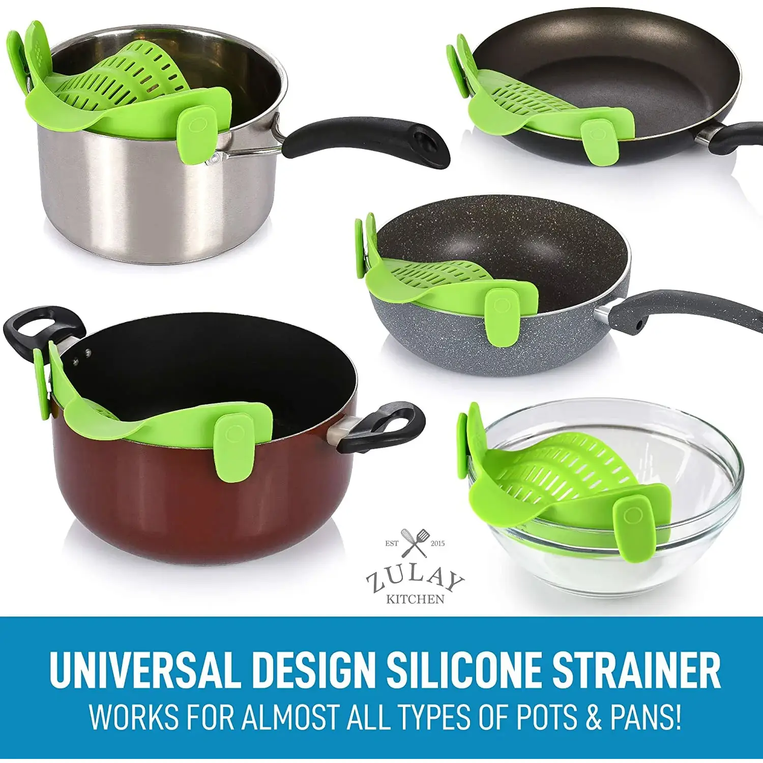 Adjustable Silicone Pot Strainer With Clips