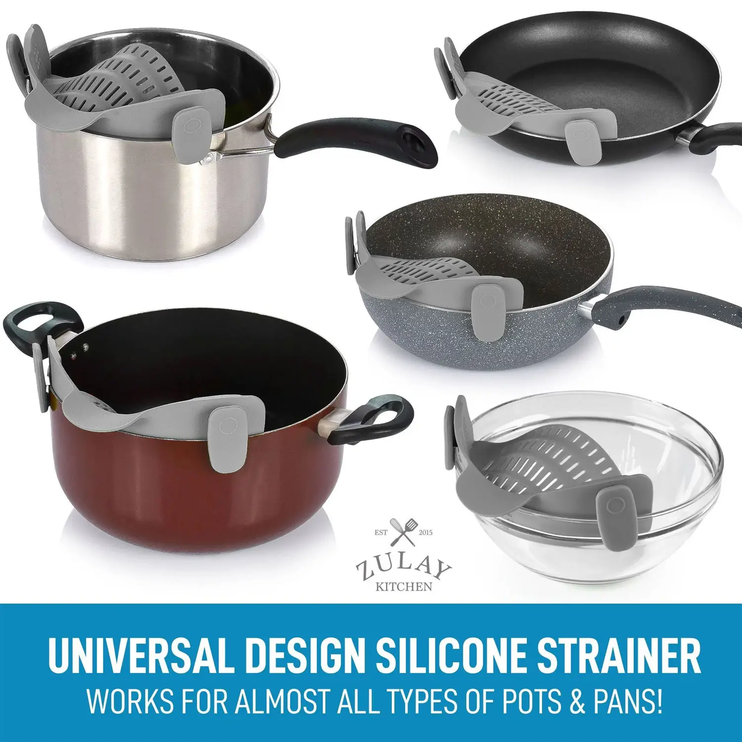 Adjustable Silicone Pot Strainer With Clips