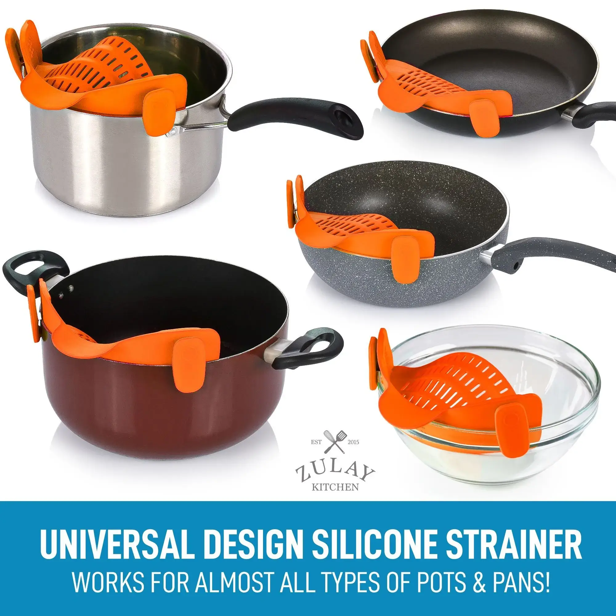 Adjustable Silicone Pot Strainer With Clips