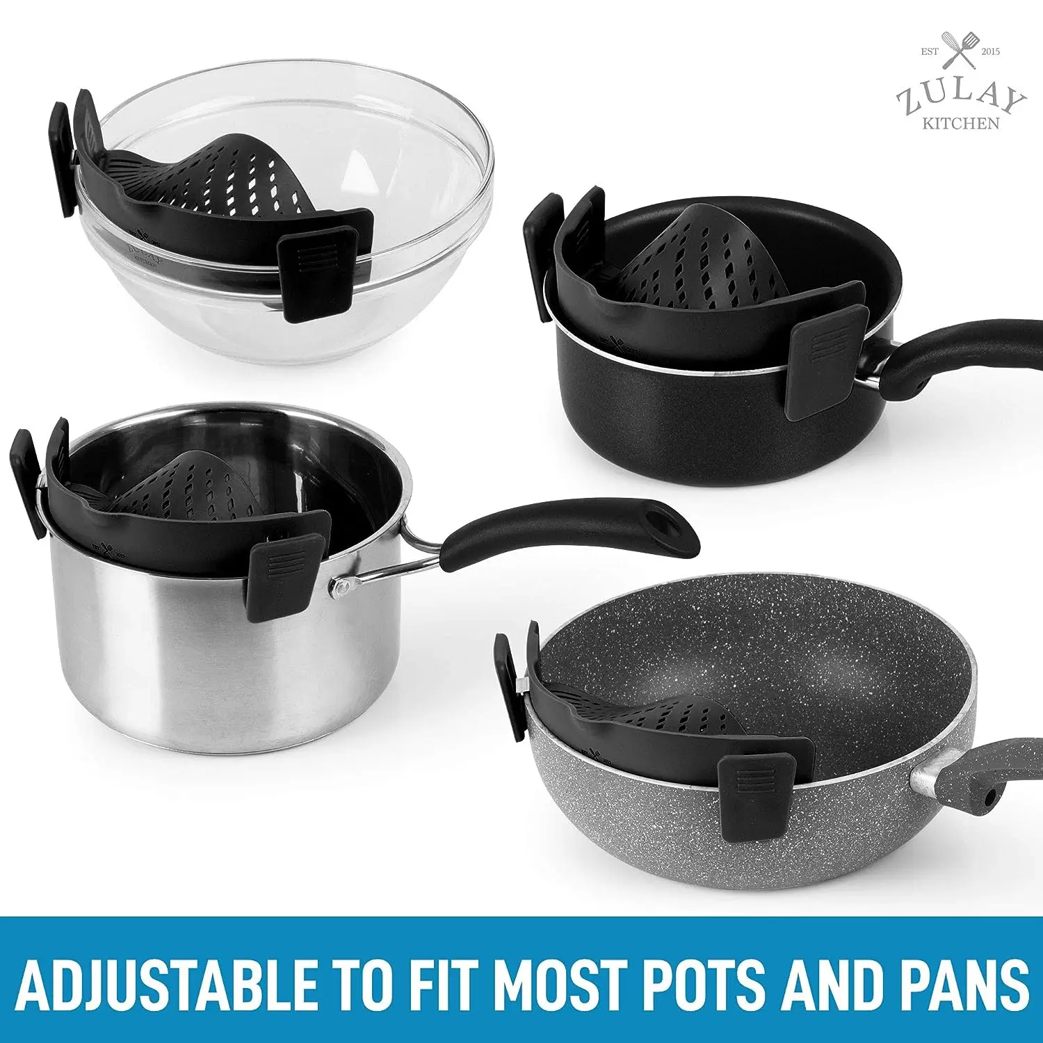 Adjustable Silicone Pot Strainer With Clips