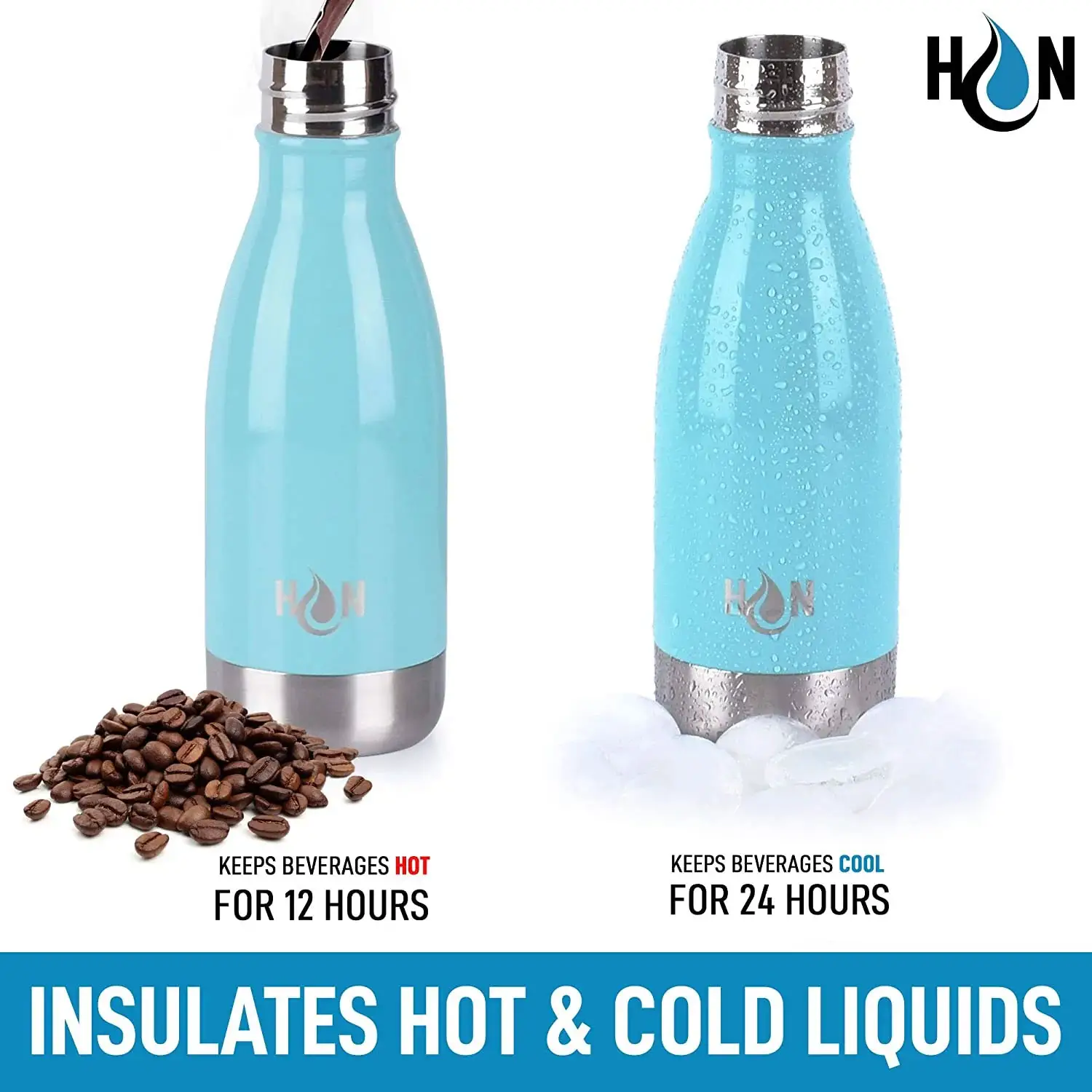 Hydration Nation Stainless Steel - Double Wall Insulated Metal Water Bottle For Hot And Cold Drinks