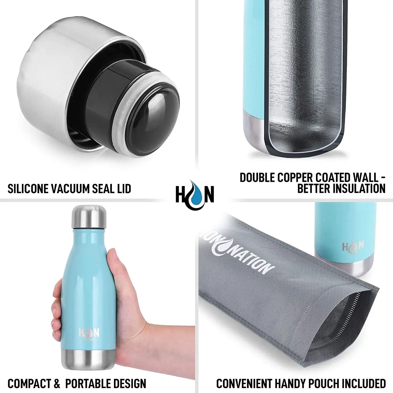 Hydration Nation Stainless Steel - Double Wall Insulated Metal Water Bottle For Hot And Cold Drinks