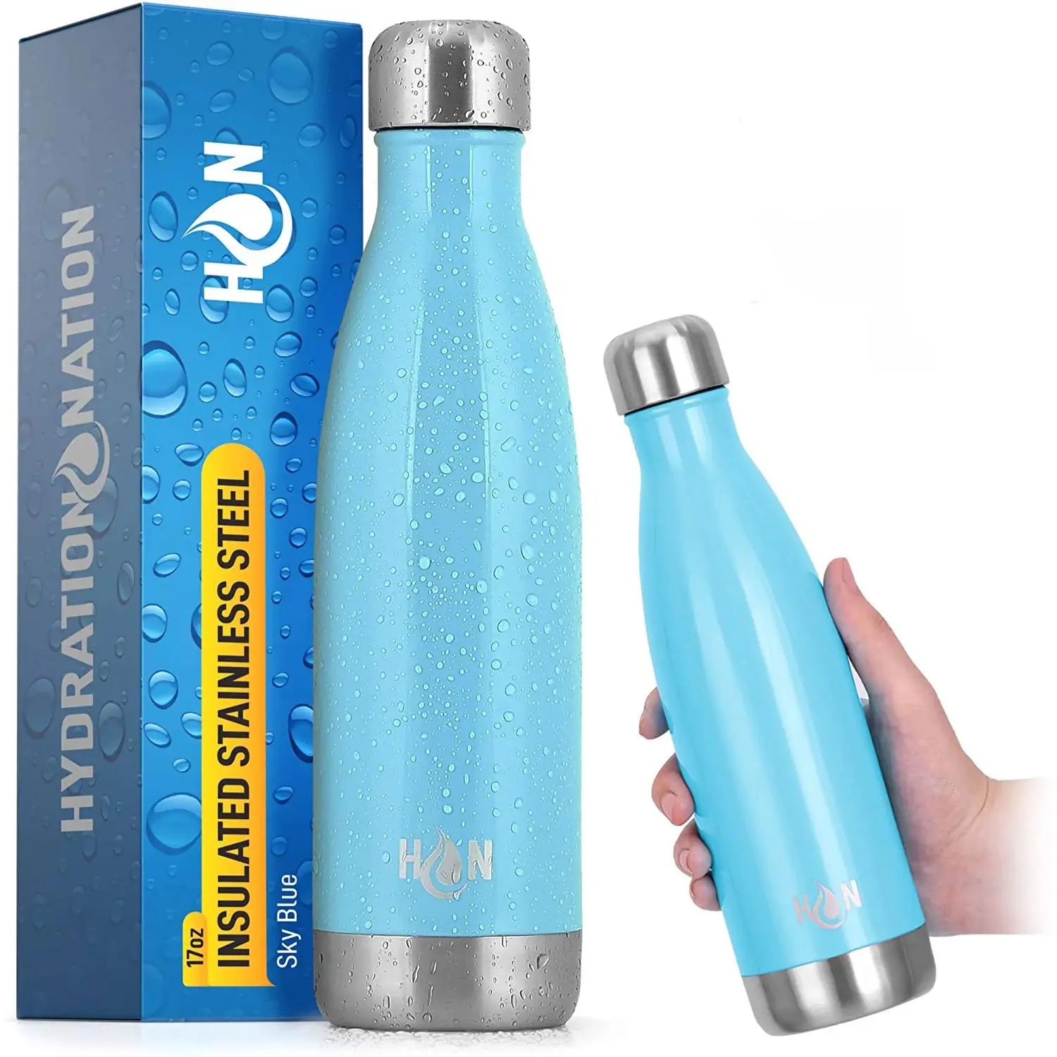 Hydration Nation Stainless Steel - Double Wall Insulated Metal Water Bottle For Hot And Cold Drinks