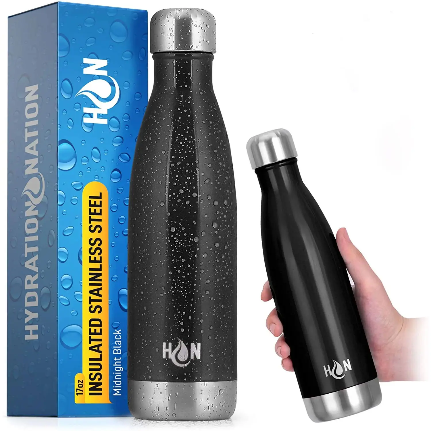 Hydration Nation Stainless Steel - Double Wall Insulated Metal Water Bottle For Hot And Cold Drinks