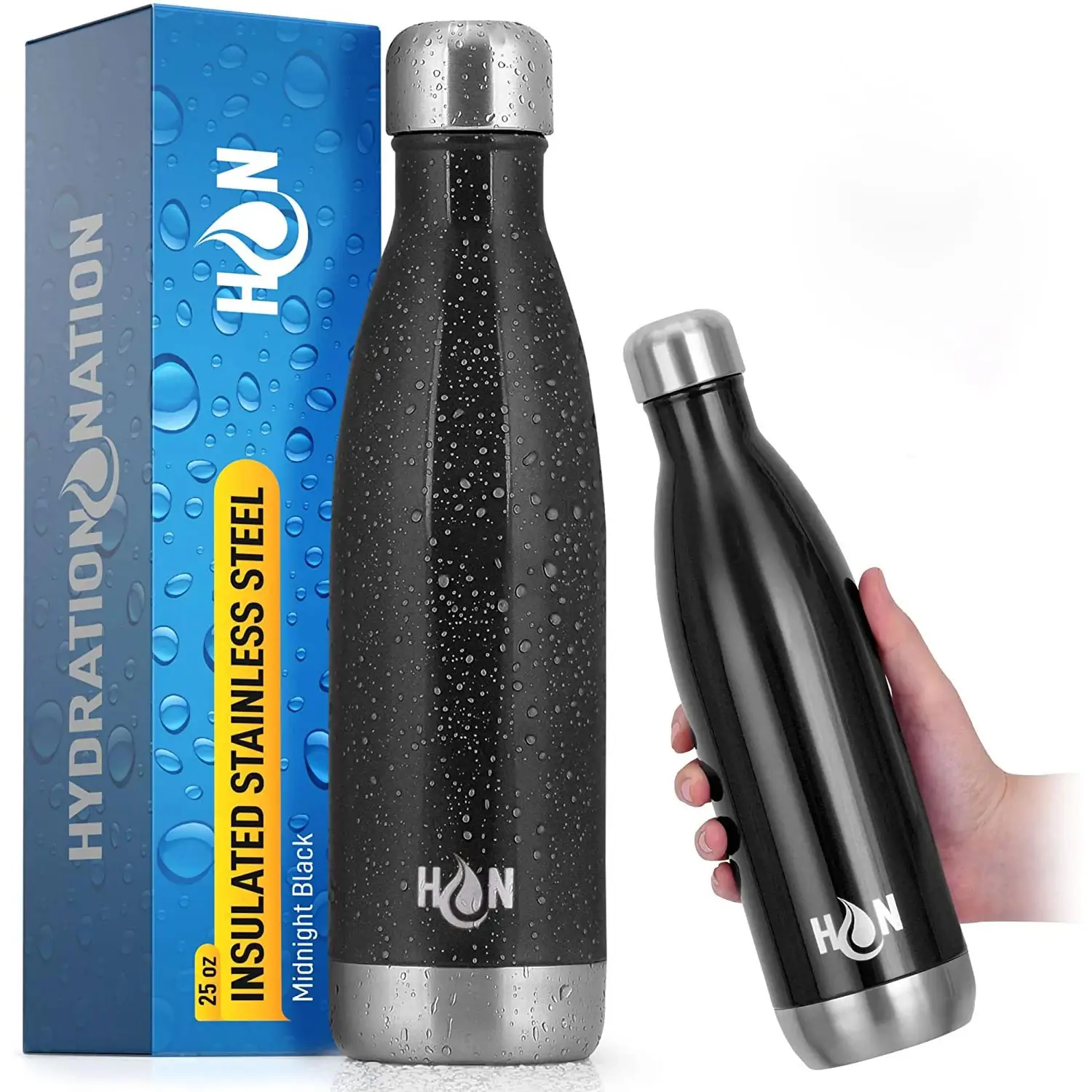 Hydration Nation Stainless Steel - Double Wall Insulated Metal Water Bottle For Hot And Cold Drinks