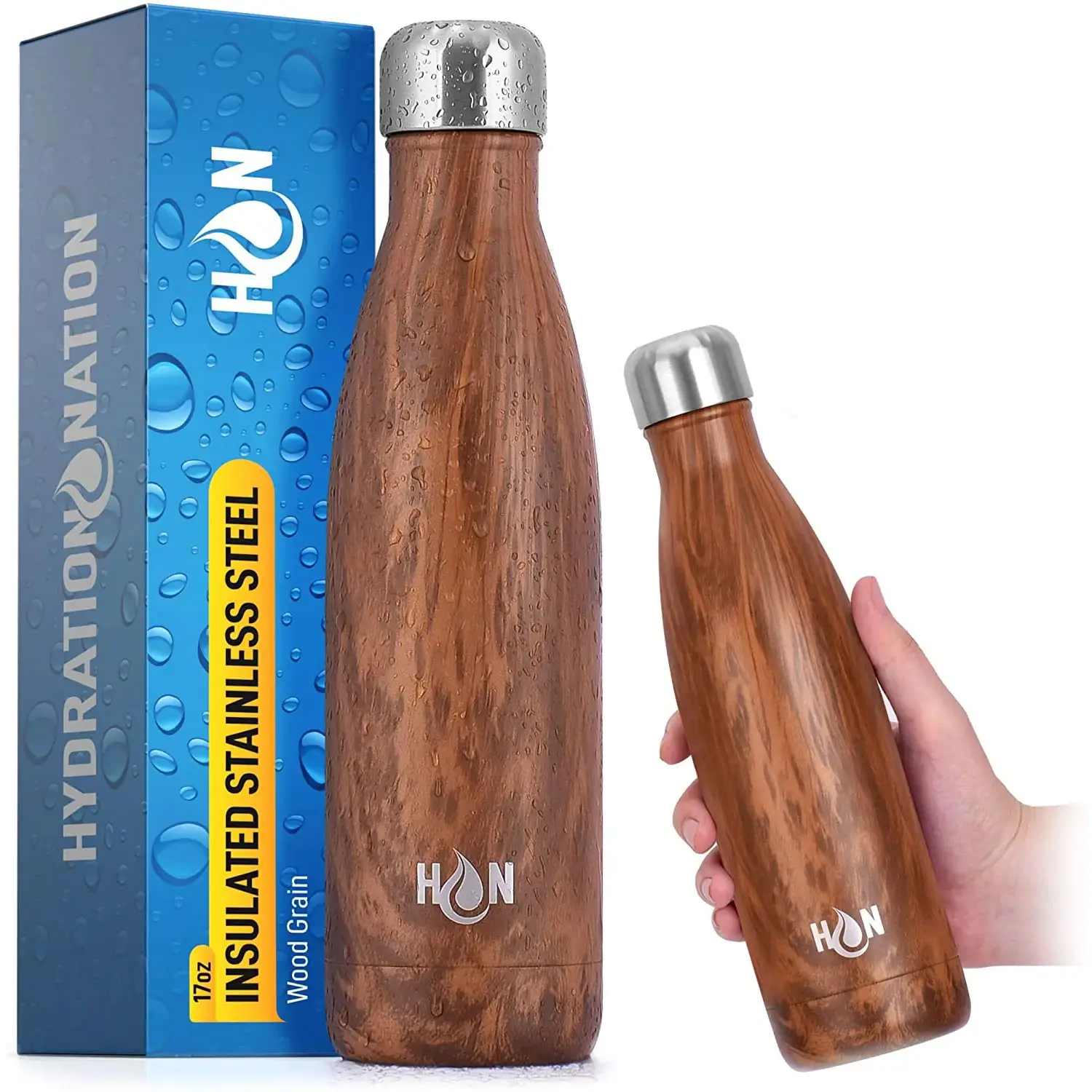 Hydration Nation Stainless Steel - Double Wall Insulated Metal Water Bottle For Hot And Cold Drinks