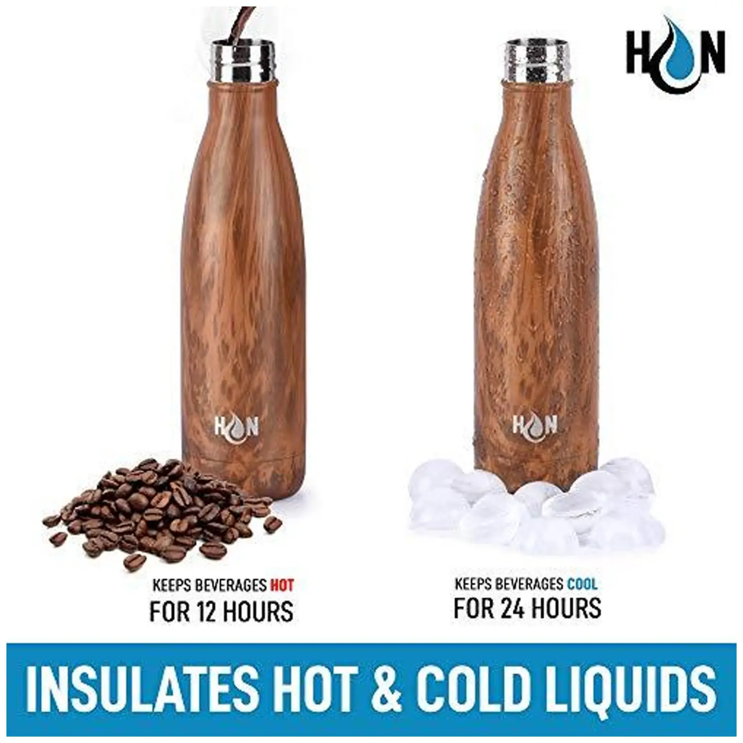 Hydration Nation Stainless Steel - Double Wall Insulated Metal Water Bottle For Hot And Cold Drinks