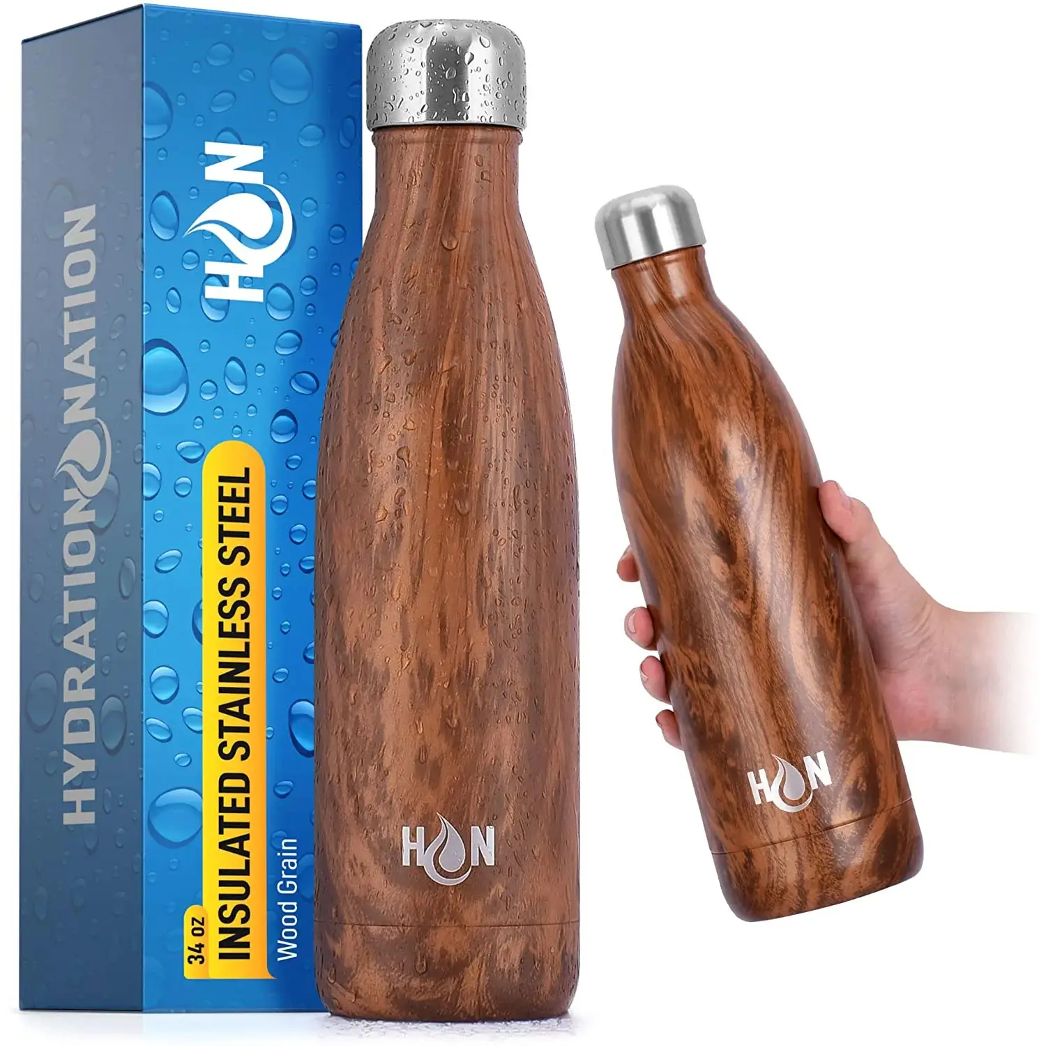 Hydration Nation Stainless Steel - Double Wall Insulated Metal Water Bottle For Hot And Cold Drinks