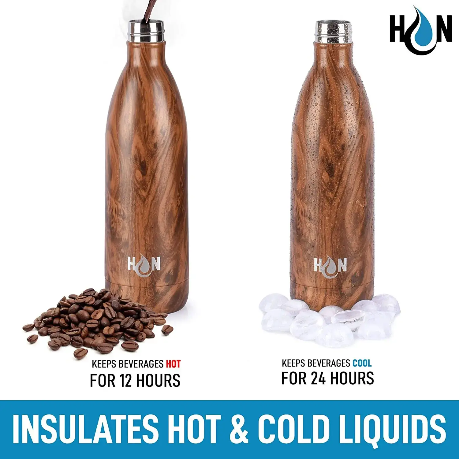 Hydration Nation Stainless Steel - Double Wall Insulated Metal Water Bottle For Hot And Cold Drinks