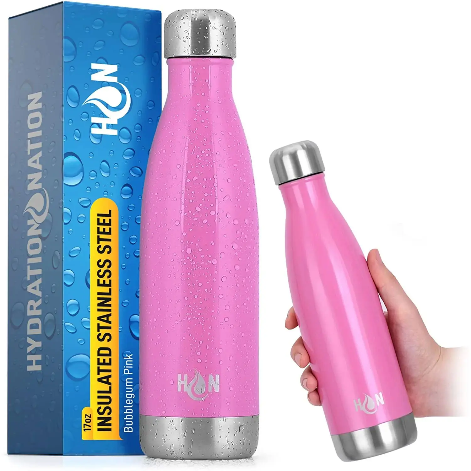 Hydration Nation Stainless Steel - Double Wall Insulated Metal Water Bottle For Hot And Cold Drinks