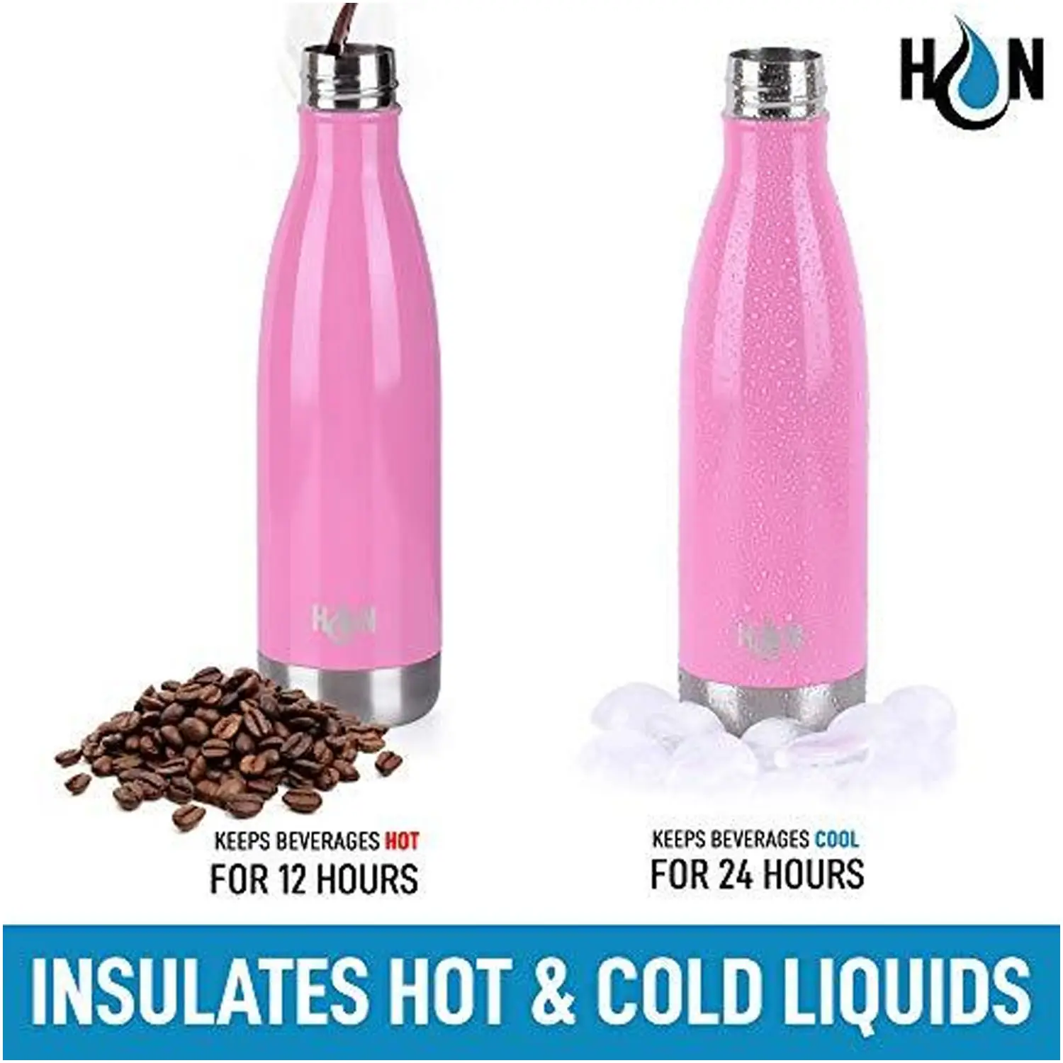 Hydration Nation Stainless Steel - Double Wall Insulated Metal Water Bottle For Hot And Cold Drinks