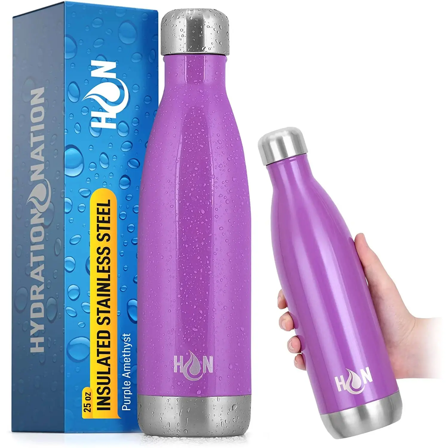 Hydration Nation Stainless Steel - Double Wall Insulated Metal Water Bottle For Hot And Cold Drinks