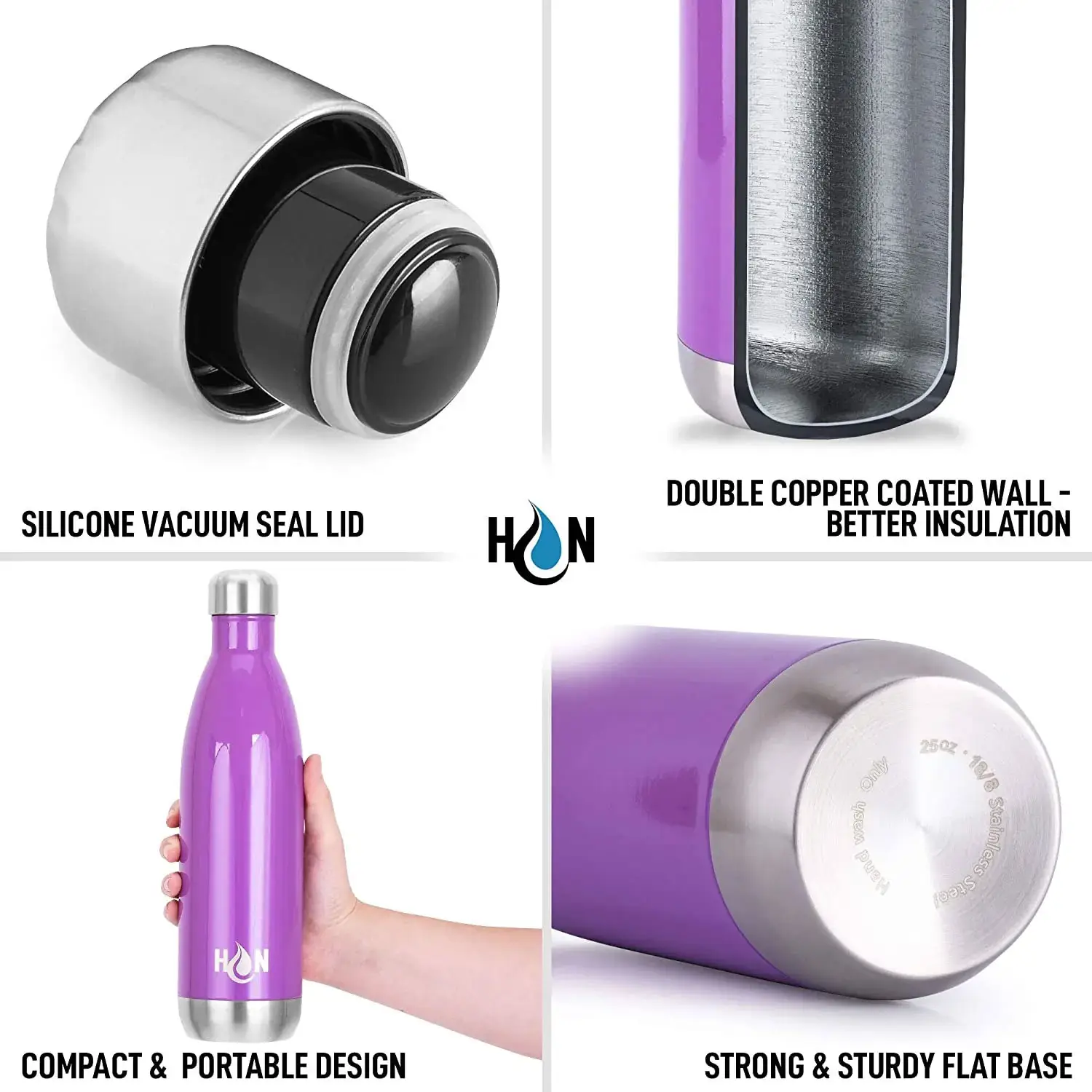 Hydration Nation Stainless Steel - Double Wall Insulated Metal Water Bottle For Hot And Cold Drinks