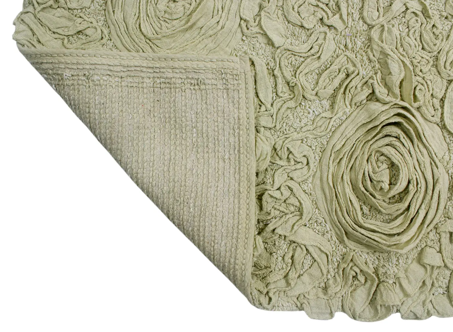 Bell Flower Collection Cotton Floral Pattern Tufted Bath Rug