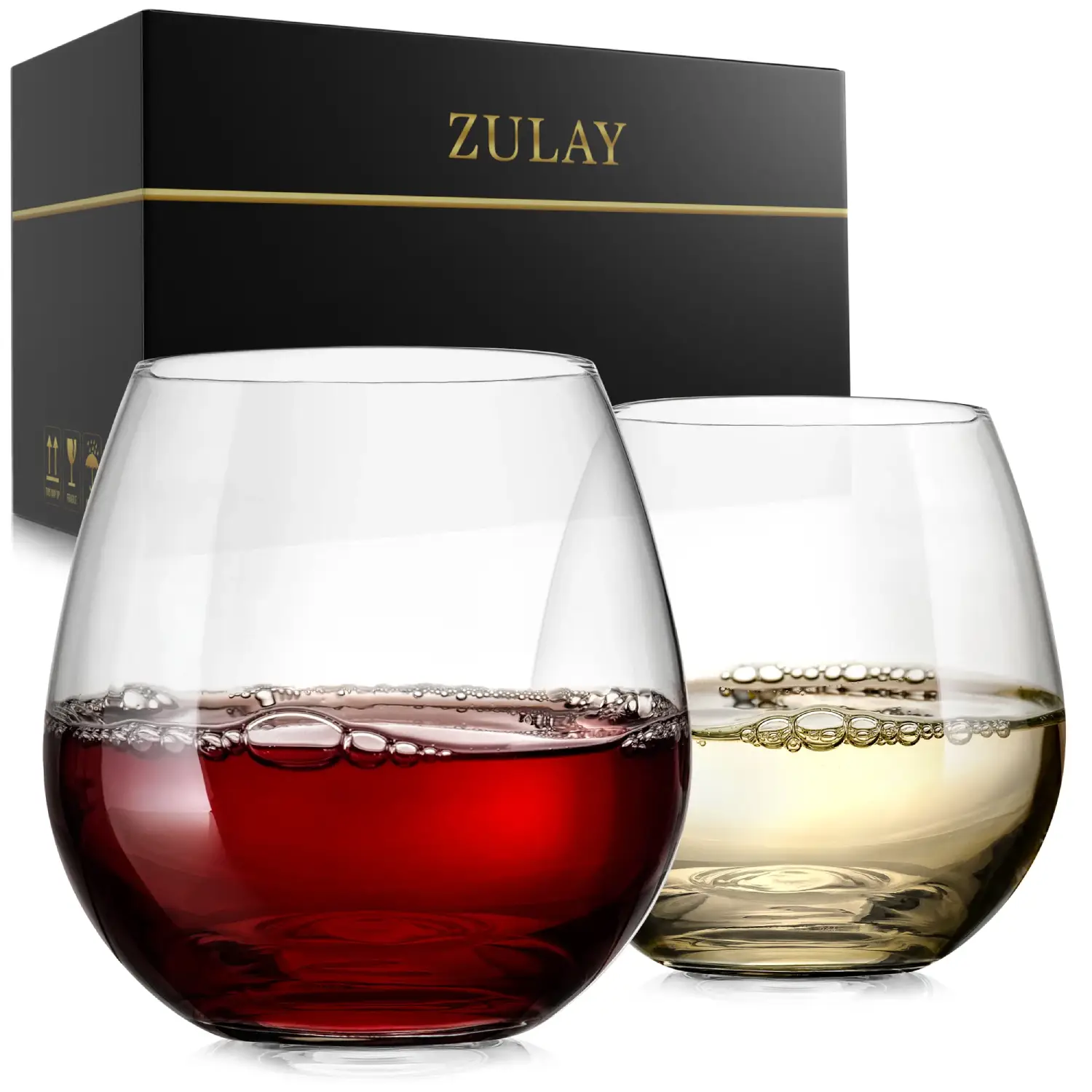 ZK Wine Glasses - Stemless 14.5 oz Clear