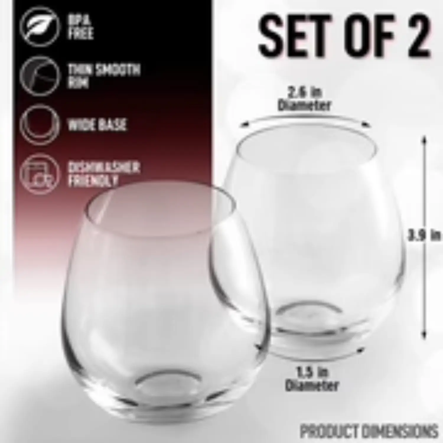 ZK Wine Glasses - Stemless 14.5 oz Clear