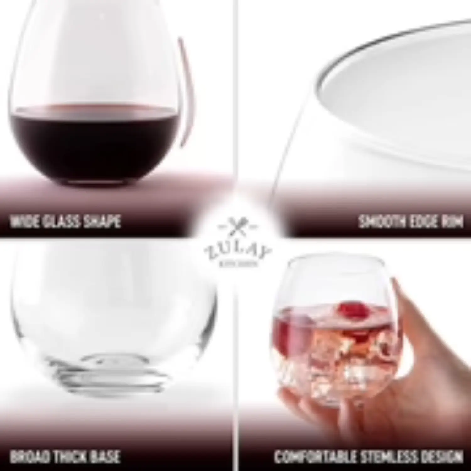 ZK Wine Glasses - Stemless 14.5 oz Clear