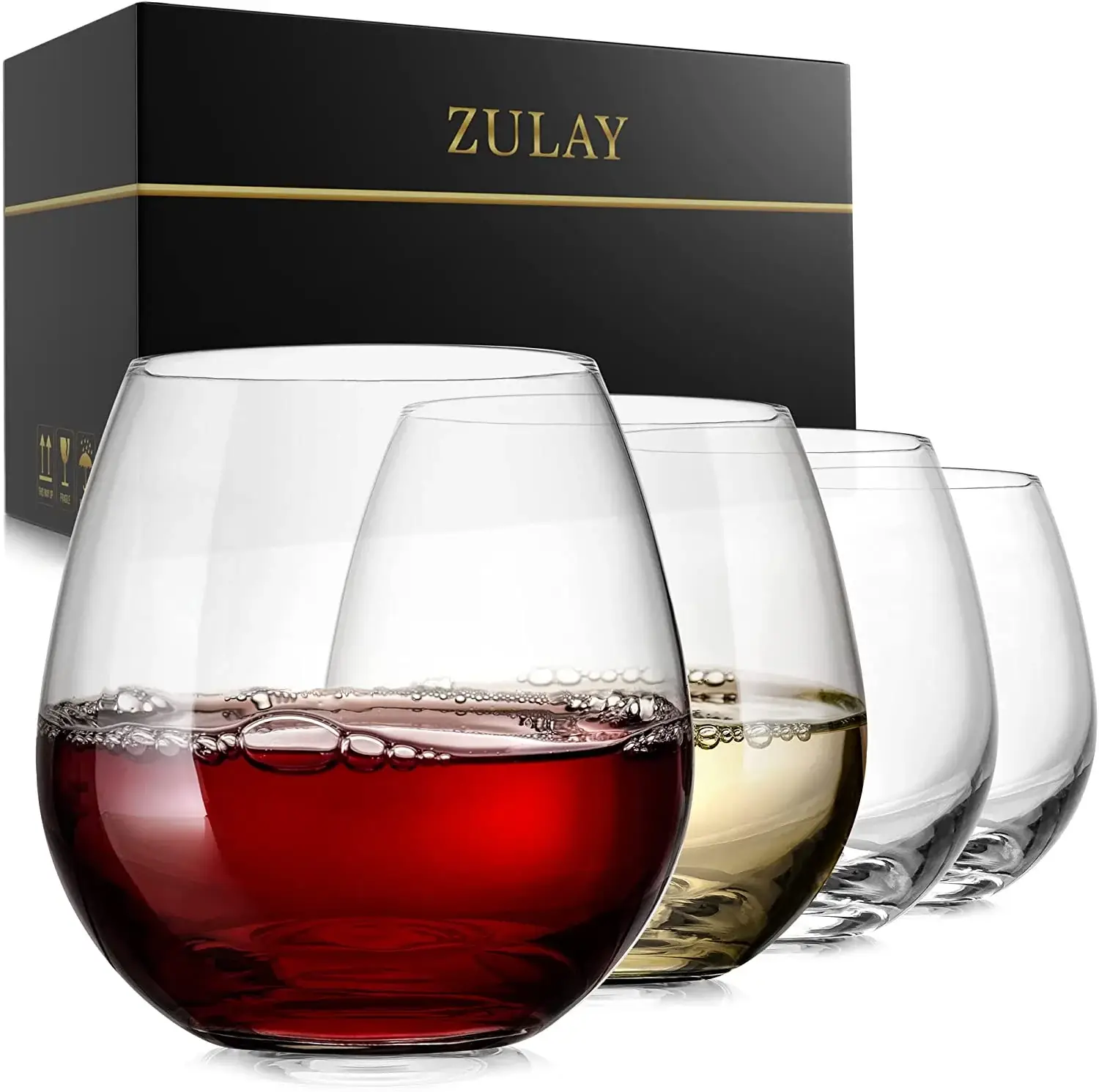ZK Wine Glasses - Stemless 14.5 oz Clear