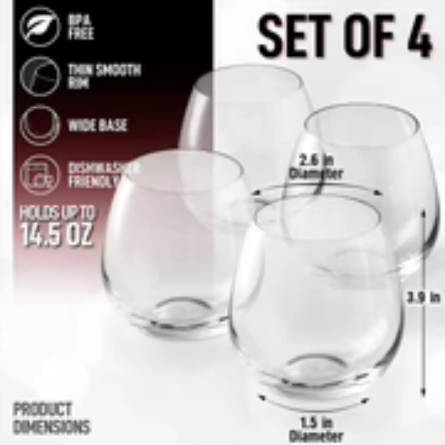 ZK Wine Glasses - Stemless 14.5 oz Clear