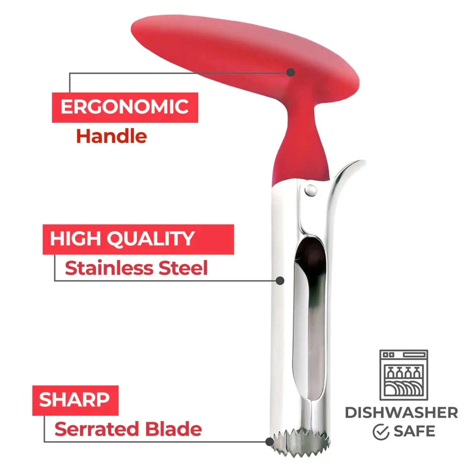 Apple Corer Stainless Steel - Red
