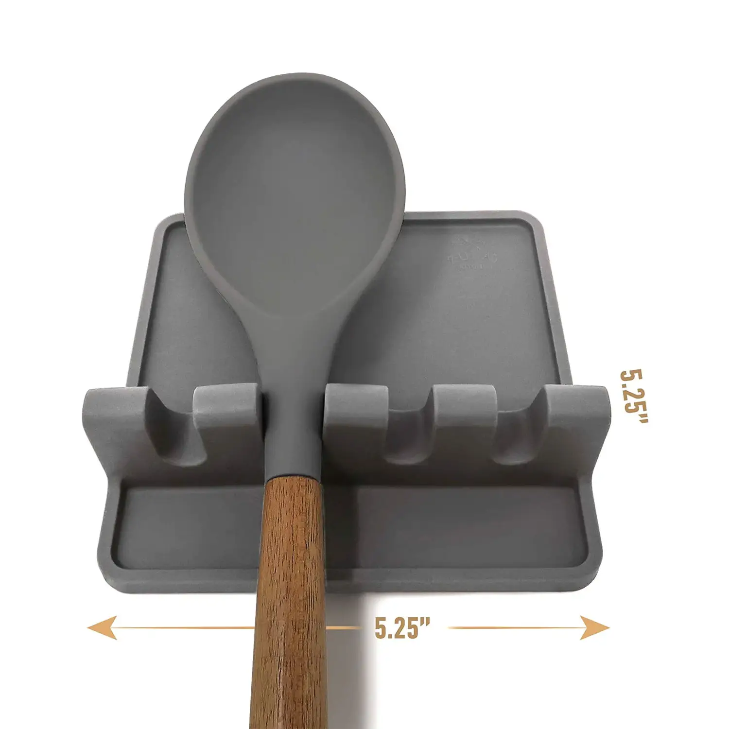 Silicone Utensil Rest with Drip Pad - Dark Grey