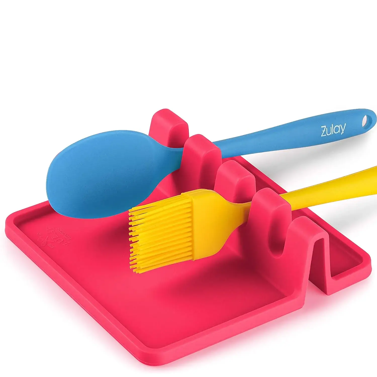 Silicone Utensil Rest with Drip Pad - Dark Grey