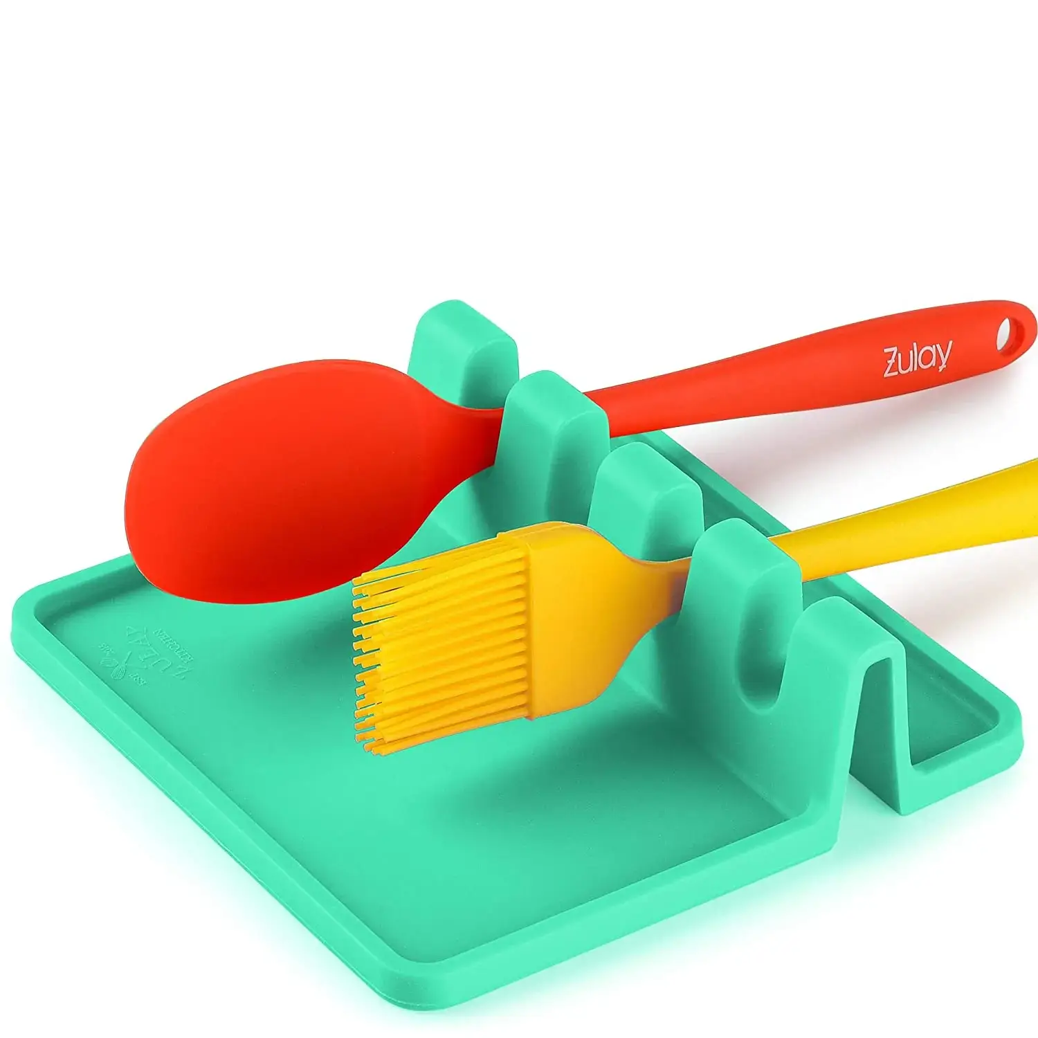Silicone Utensil Rest with Drip Pad - Dark Grey